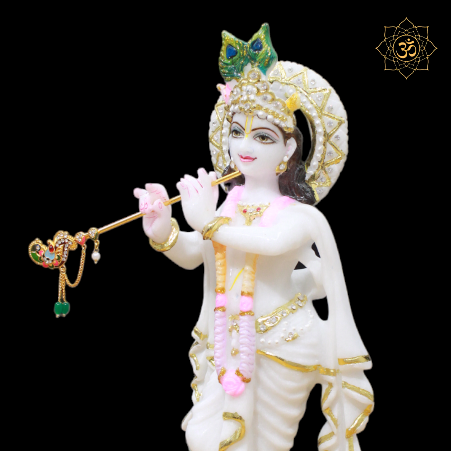 Marble Krishna Murti designed in 15inches for Home Temples
