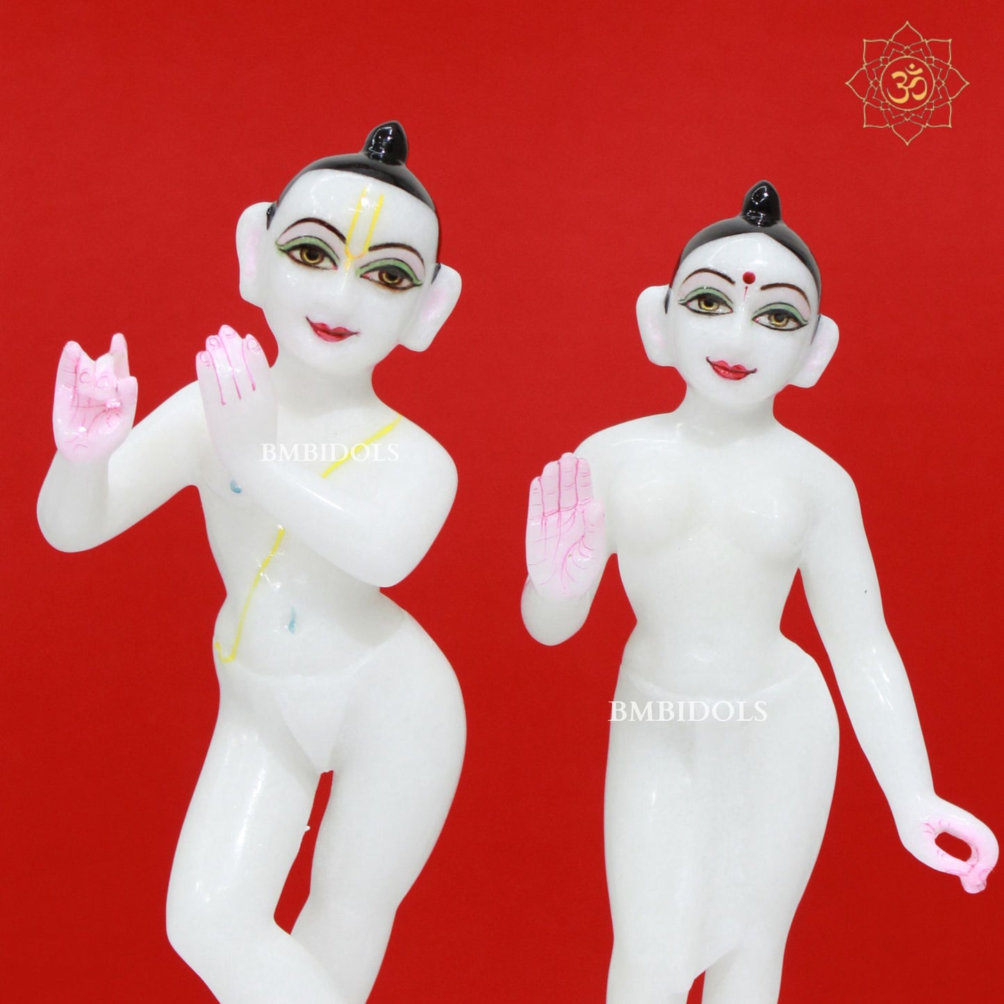 White Iskcon Radha Krishna Marble Murti in 11inches