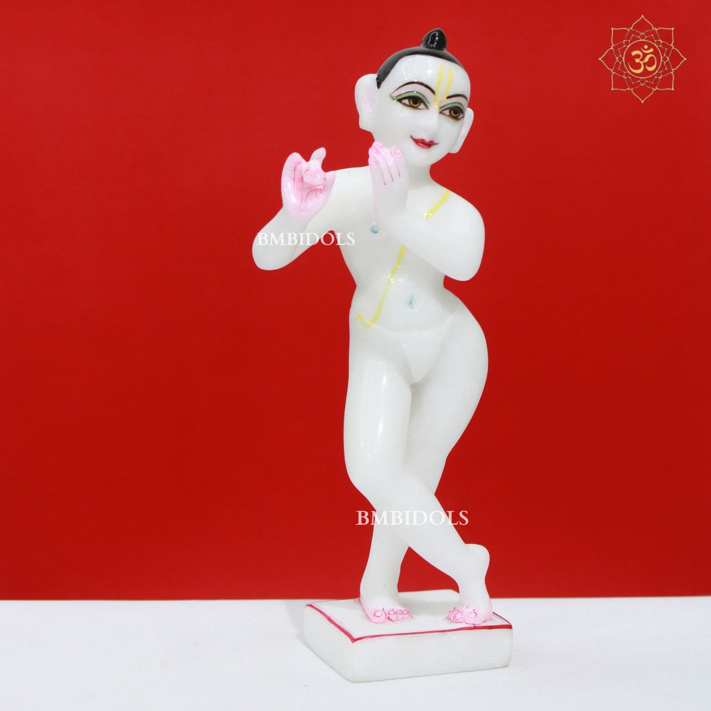 White Iskcon Radha Krishna Marble Murti in 11inches