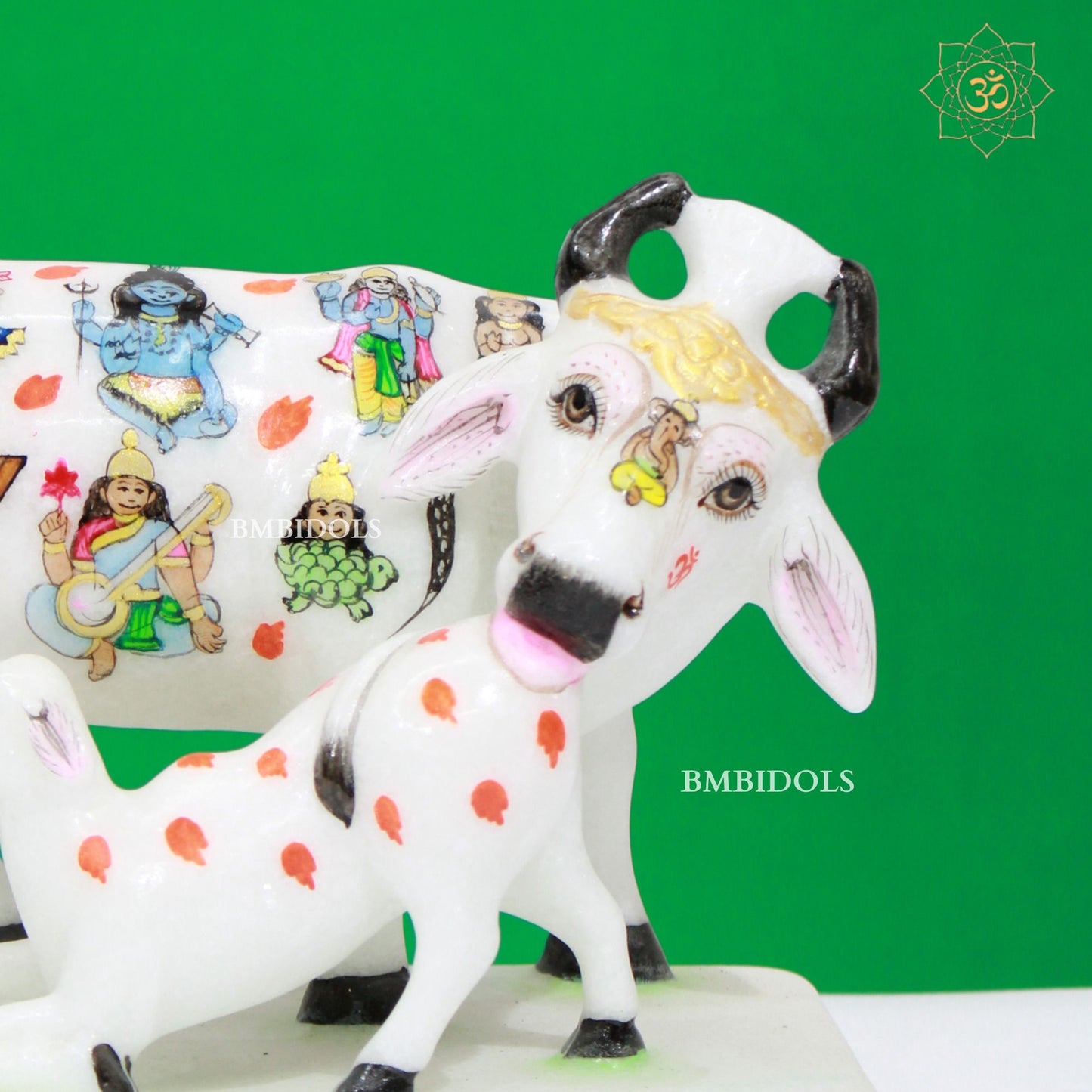 Marble Kamdhenu Cow made in Makrana Marble in 9inches