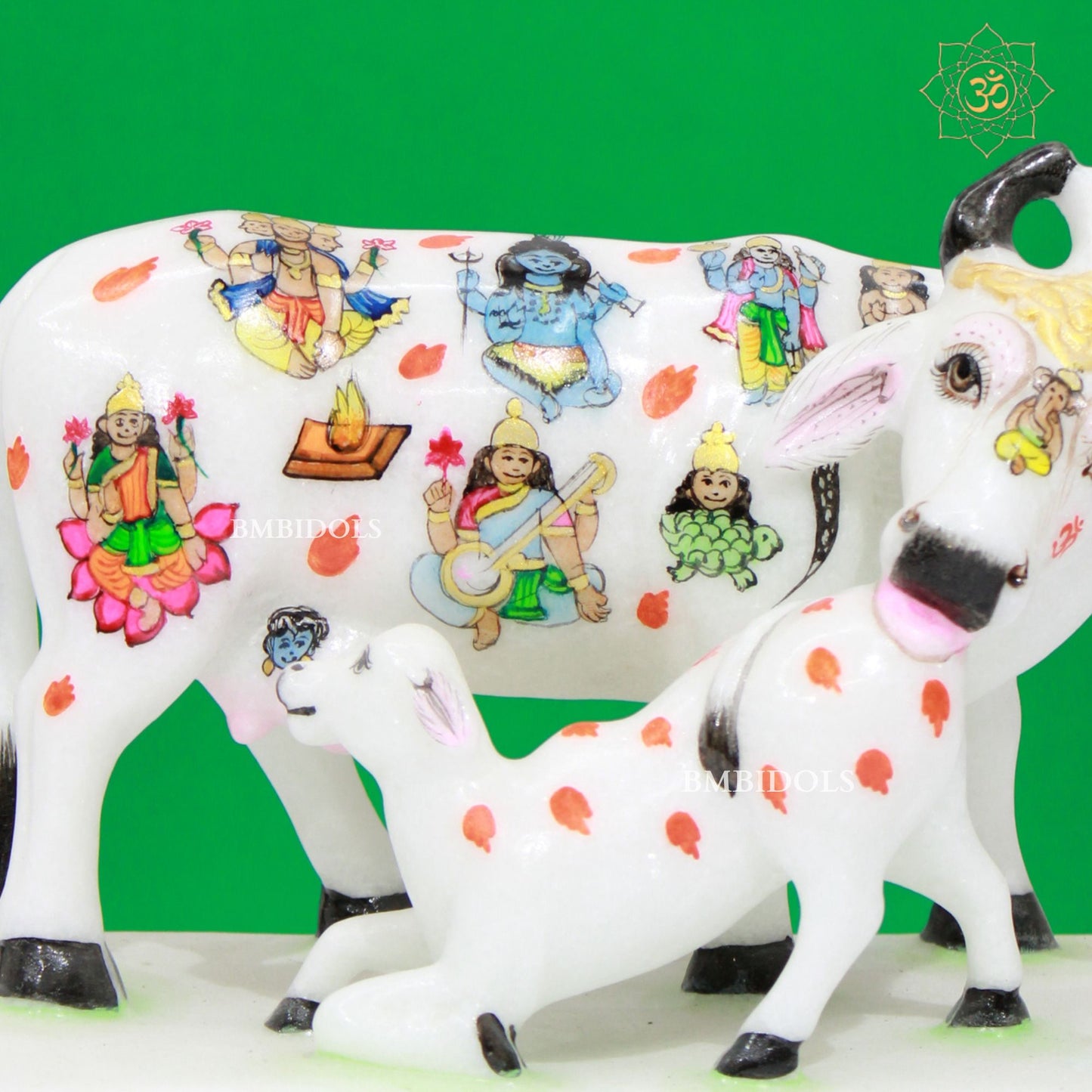 Marble Kamdhenu Cow made in Makrana Marble in 9inches