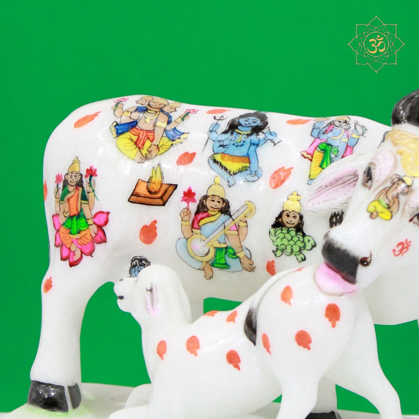 Marble Kamdhenu Cow made in Makrana Marble in 9inches