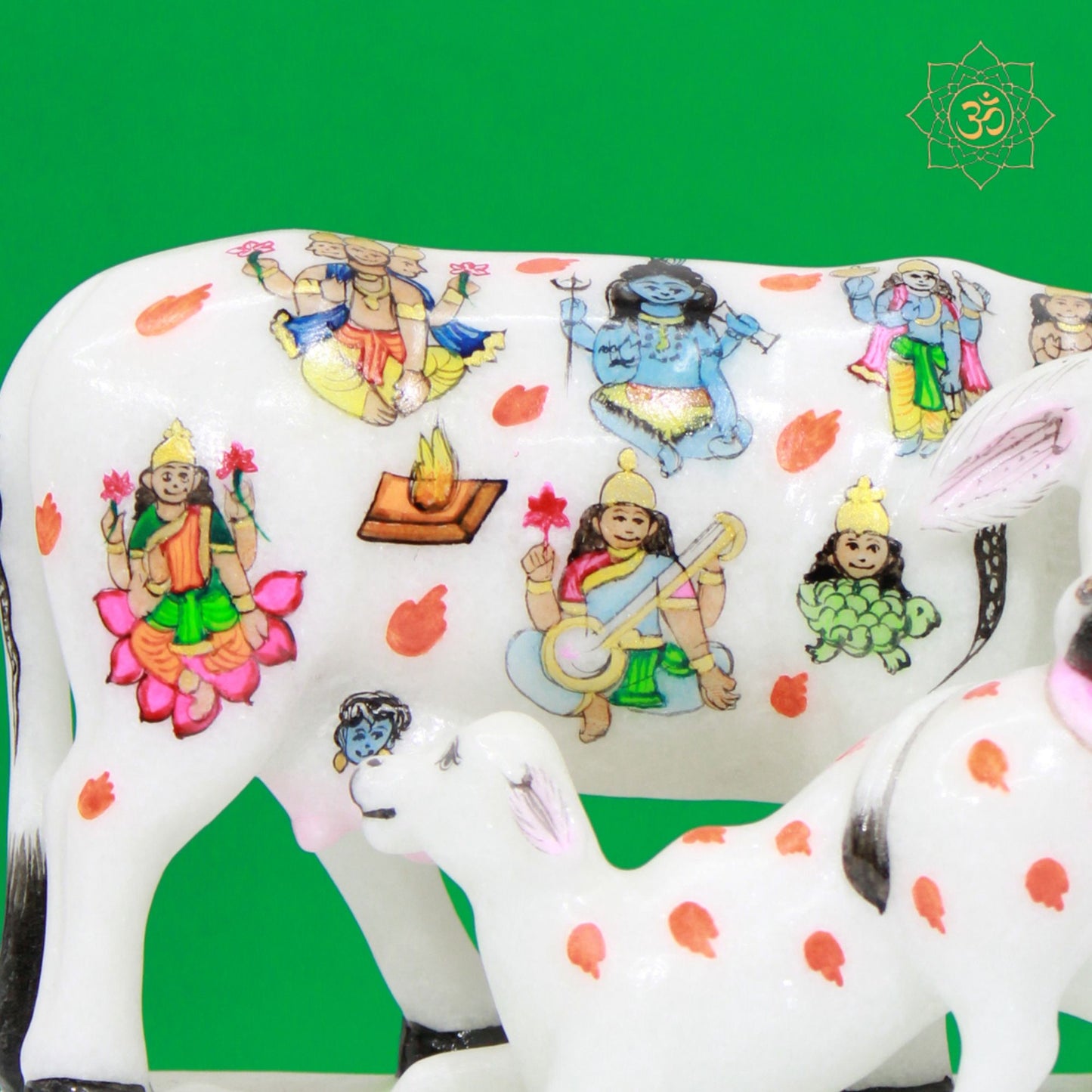 Marble Kamdhenu Cow made in Makrana Marble in 9inches