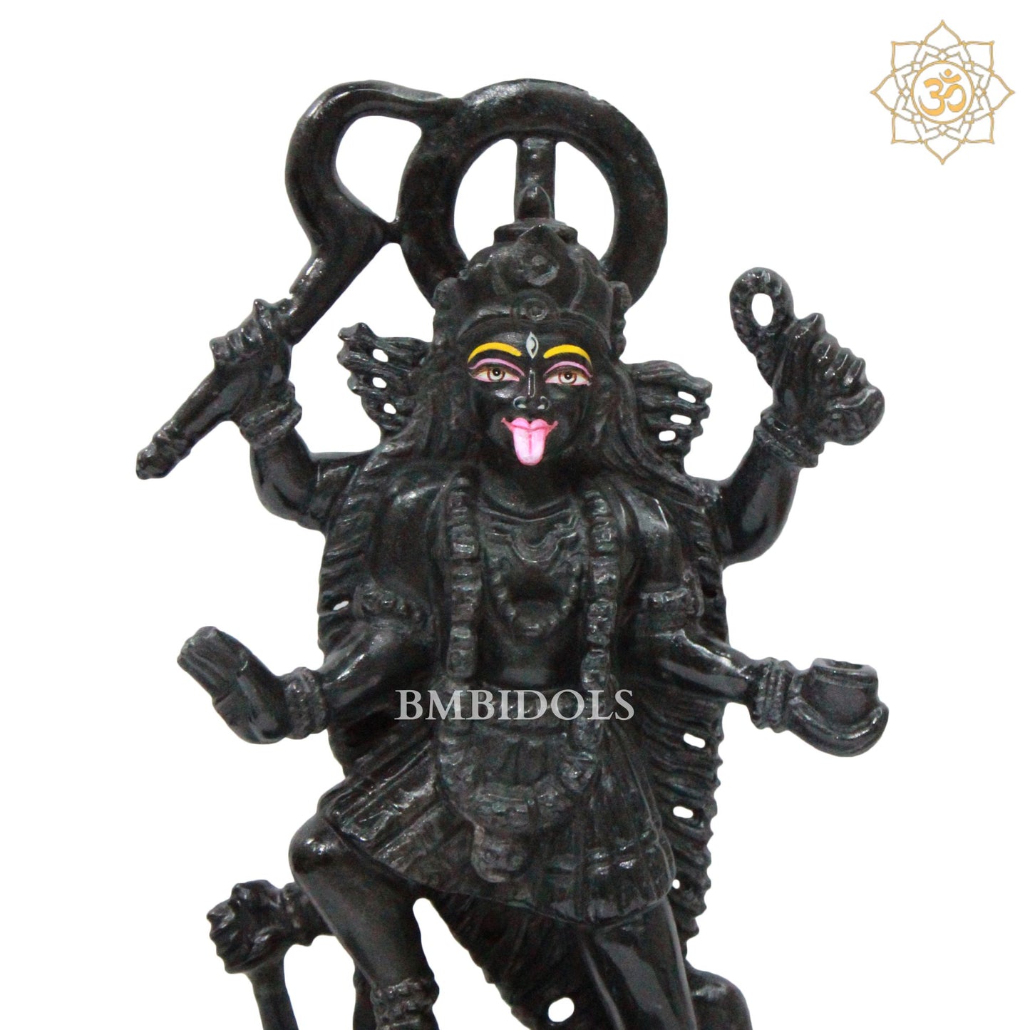 Black Stone Mahakali Statue designed for Homes and Temples in 12inches