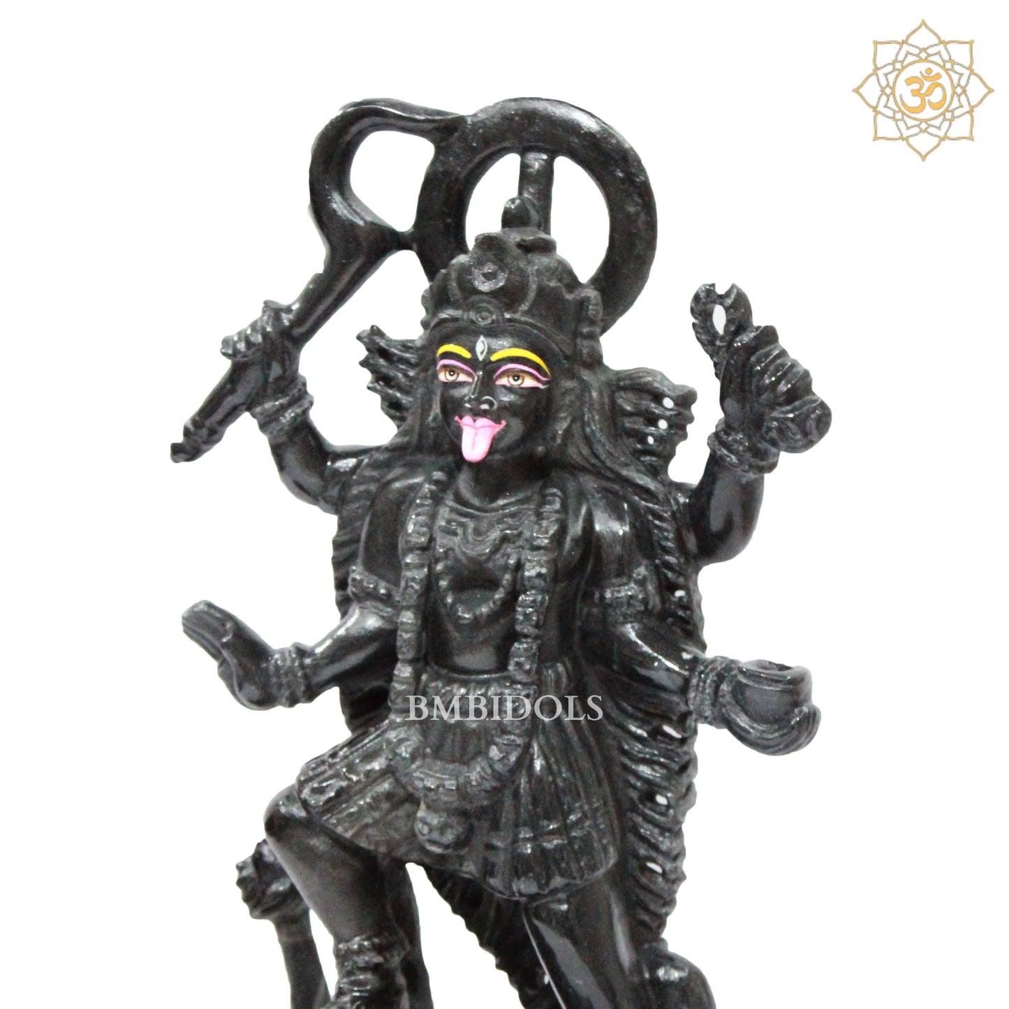 Black Stone Mahakali Statue designed for Homes and Temples in 12inches