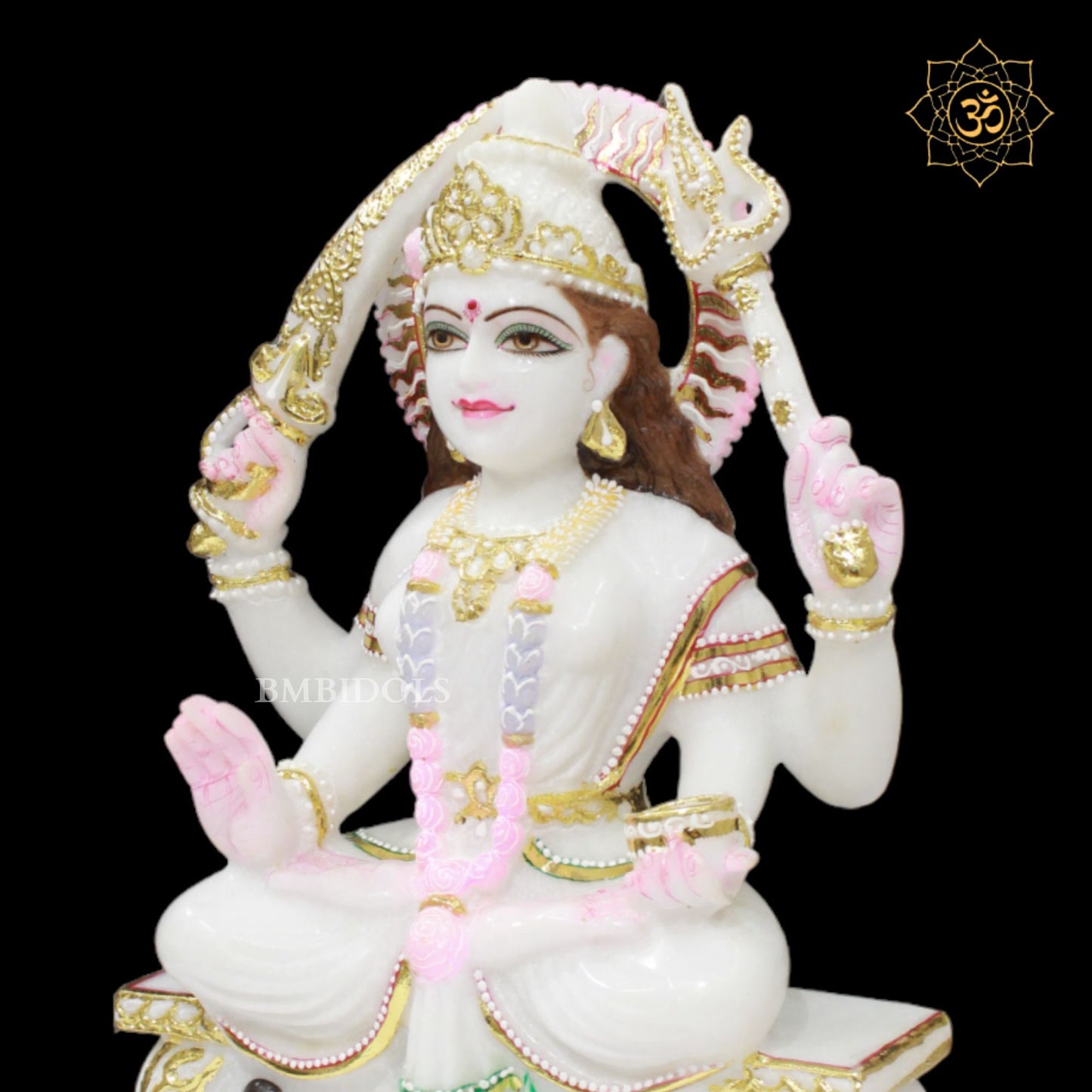 White Marble Santoshi Maa Murti in Makrana Marble 15inches