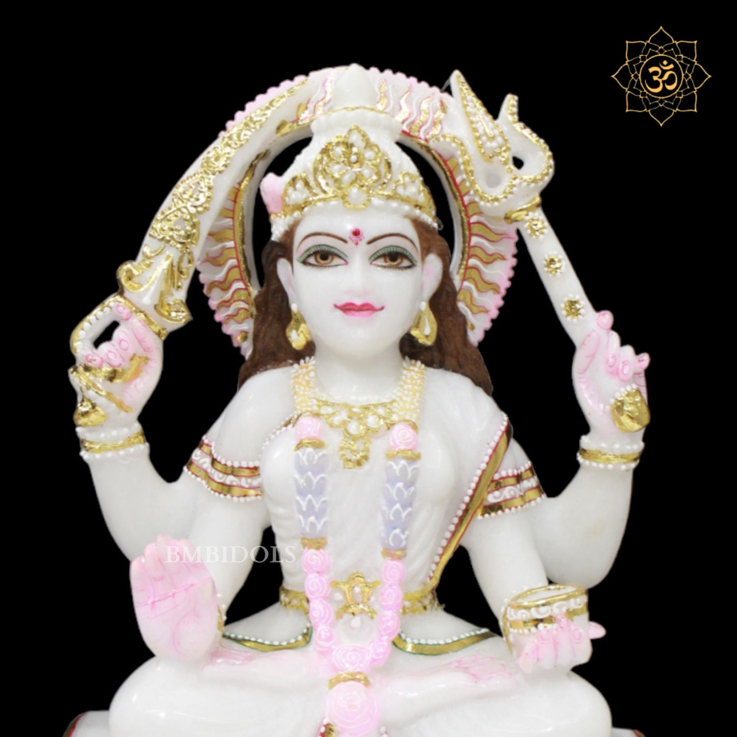White Marble Santoshi Maa Murti in Makrana Marble 15inches