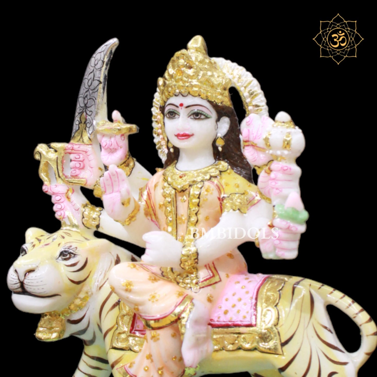 Marble Ambe Maa Murti in Makrana Marble in 9inch
