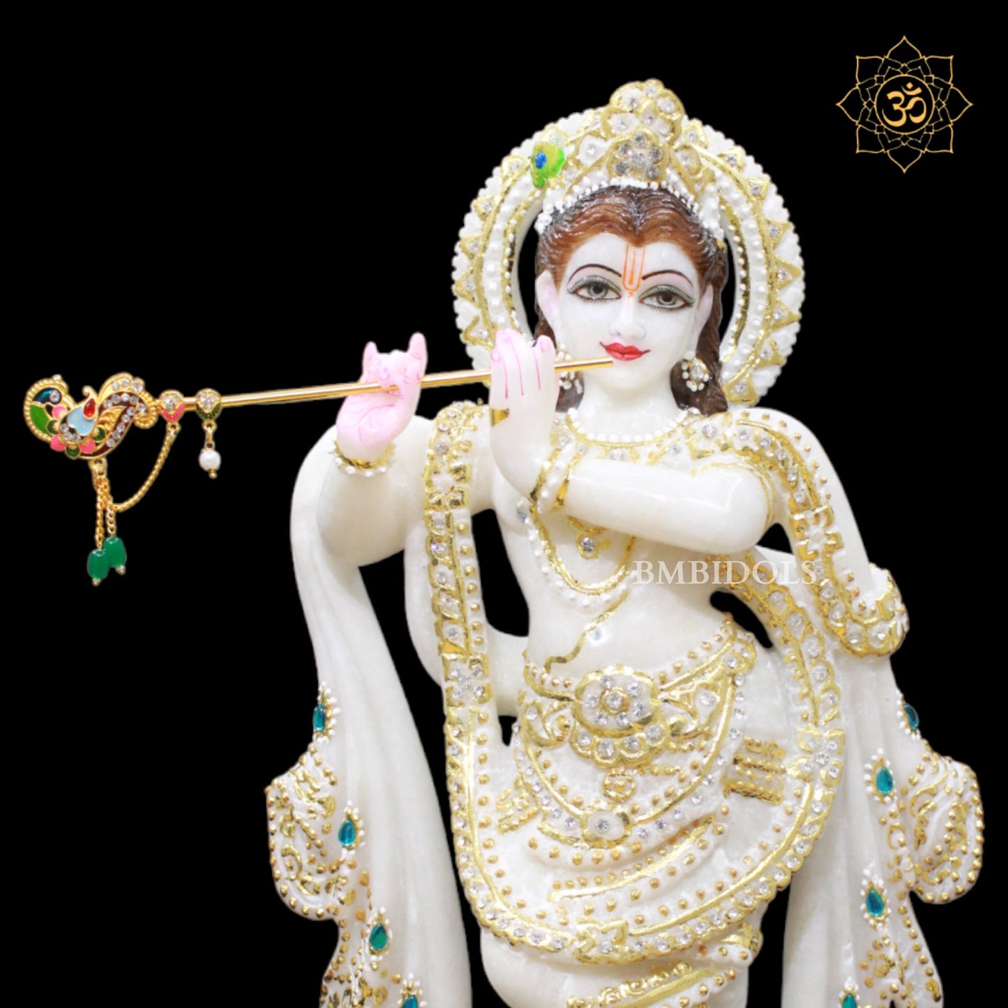 Antique Marble Krishna Statue in 15inches for Home Temples
