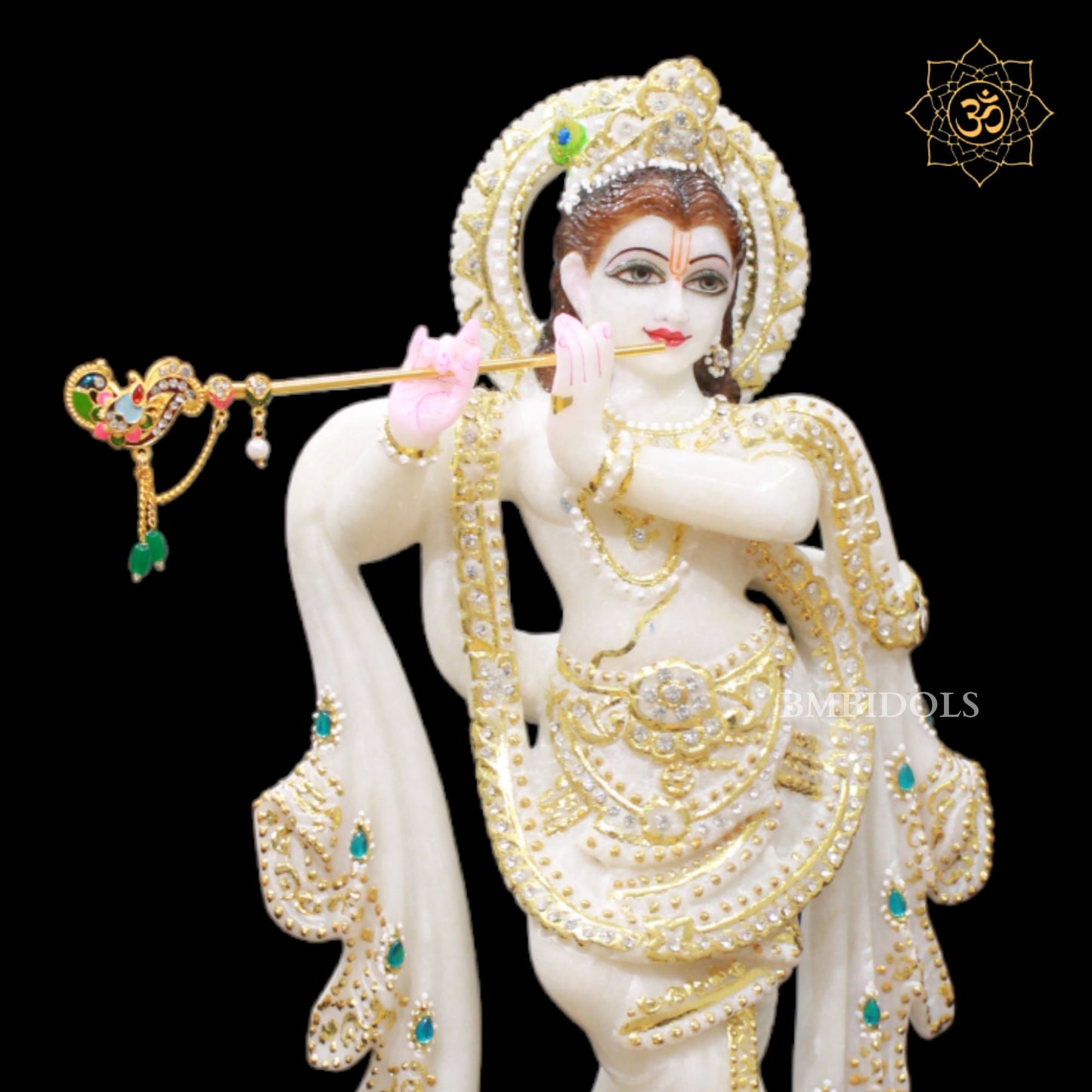 Antique Marble Krishna Statue in 15inches for Home Temples