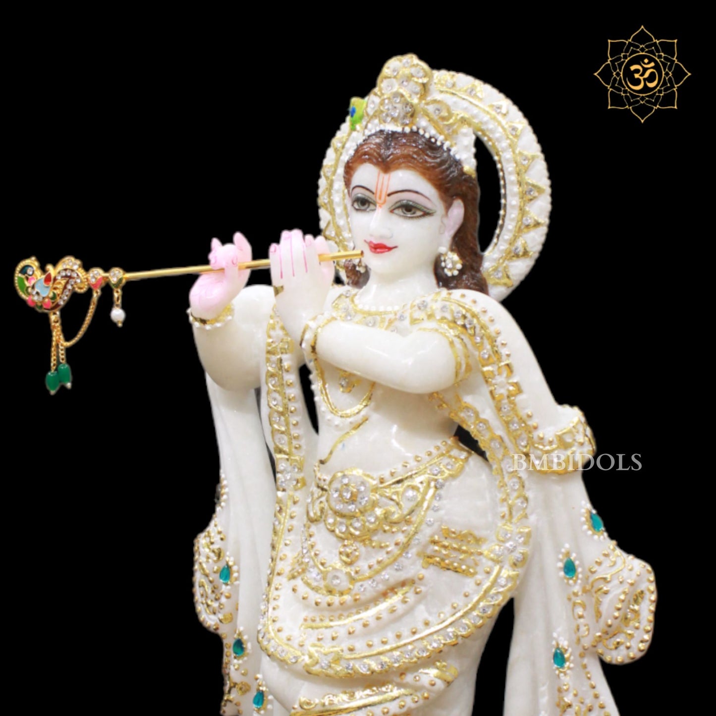 Antique Marble Krishna Statue in 15inches for Home Temples