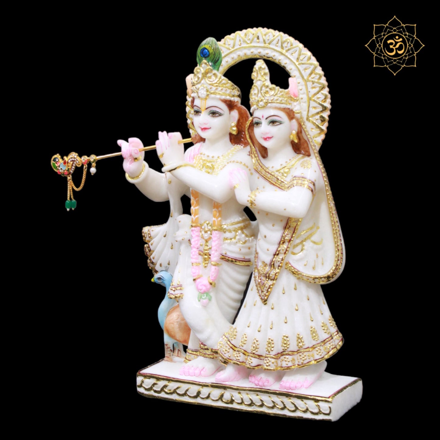 White Marble Jugal Radha Krishna Murti for Homes and Mandirs