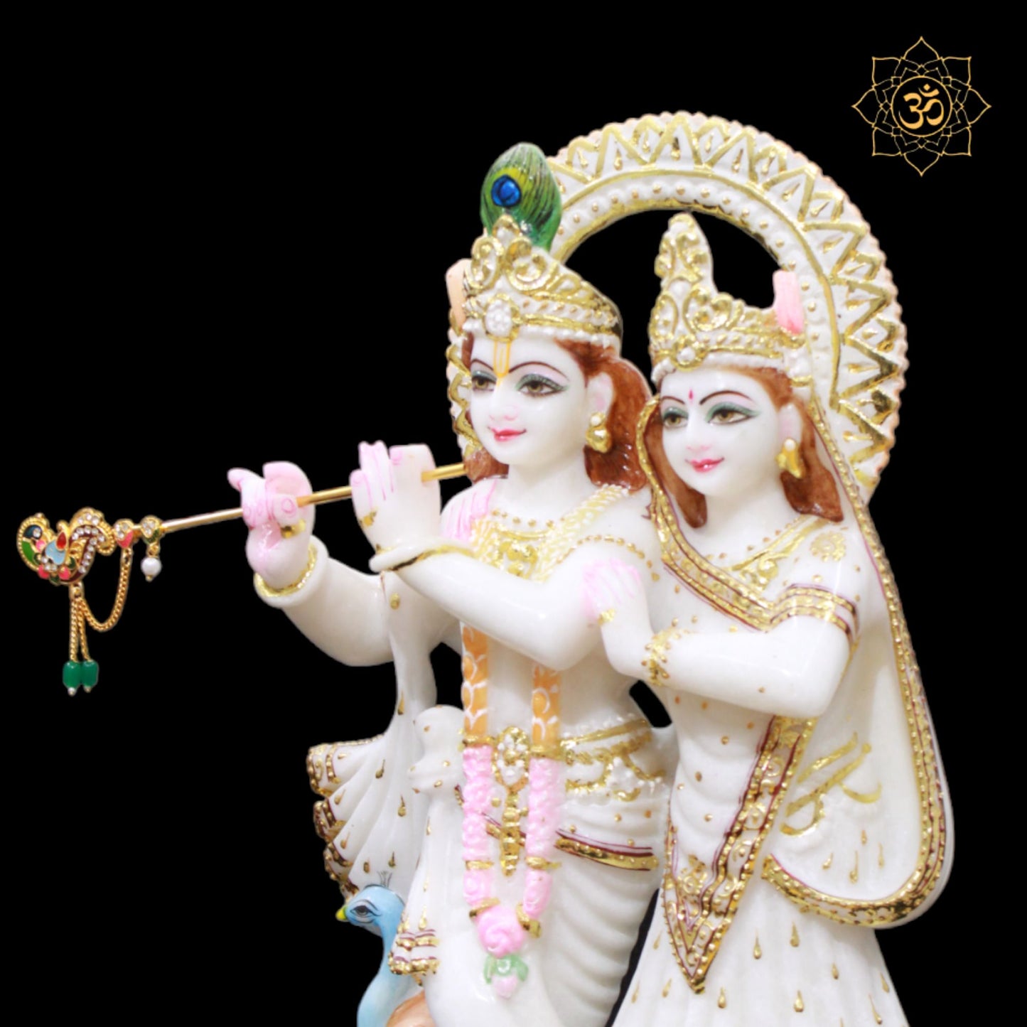 White Marble Jugal Radha Krishna Murti for Homes and Mandirs