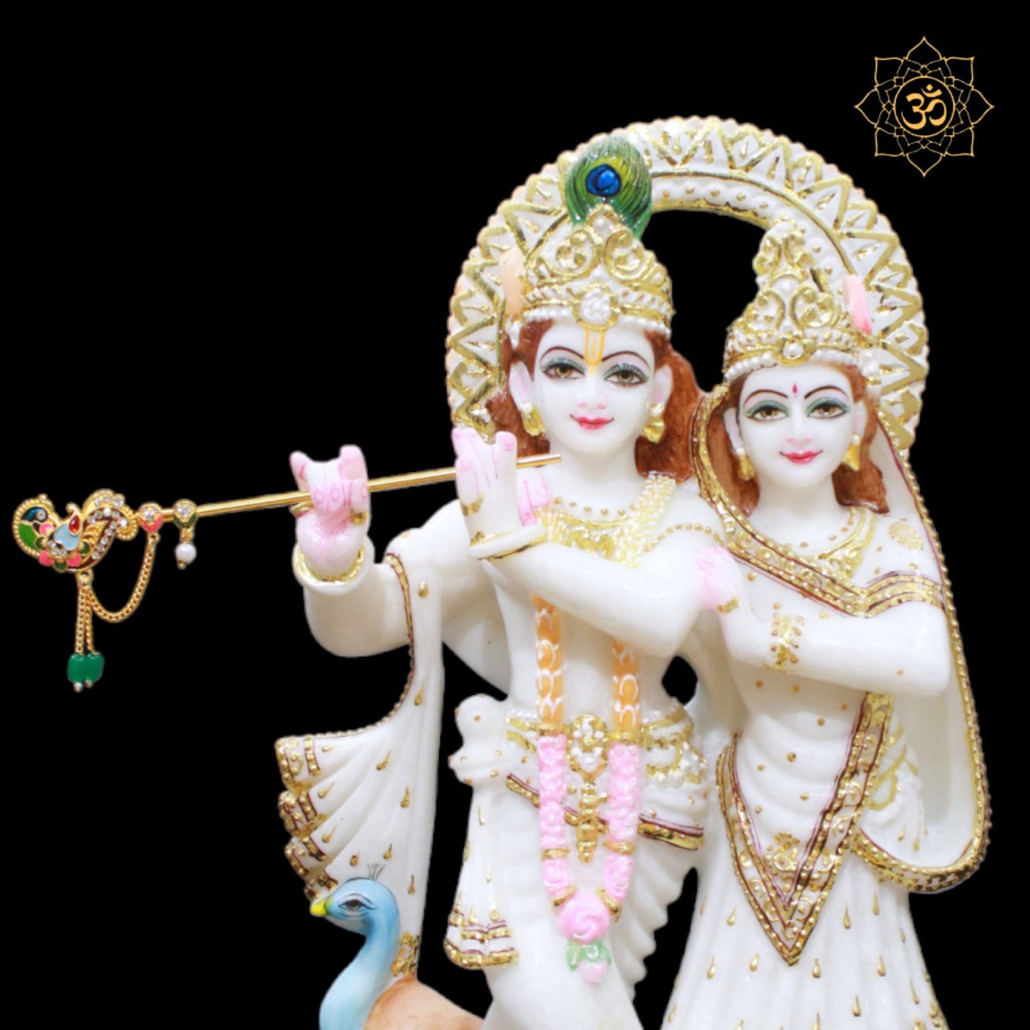 White Marble Jugal Radha Krishna Murti for Homes and Mandirs