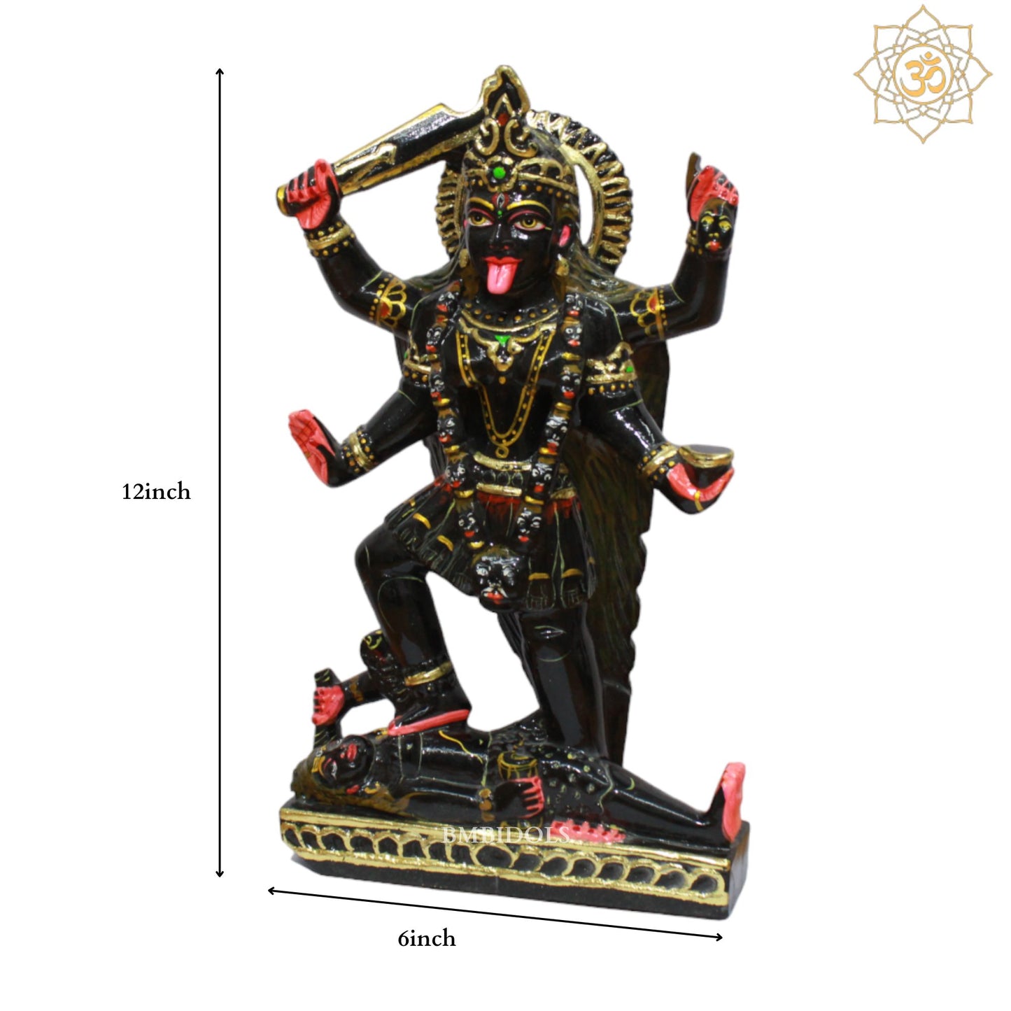 Black Stone Maha Kali Maa Murti for Homes and Temples in 12inch