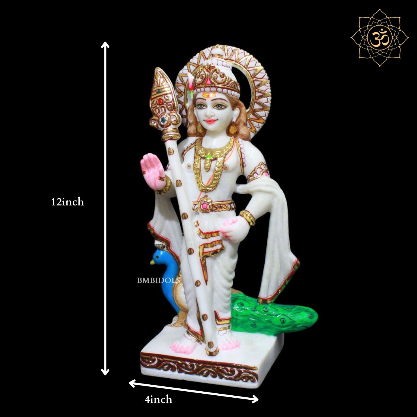 Marble Murugan Murti for Homes and Temples in 1feet