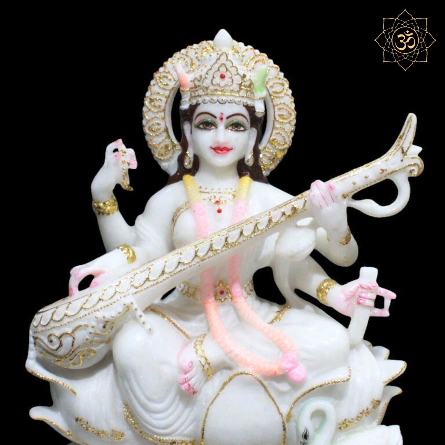 Beautiful Saraswati Maa Murti in Makrana Marble in 15inches