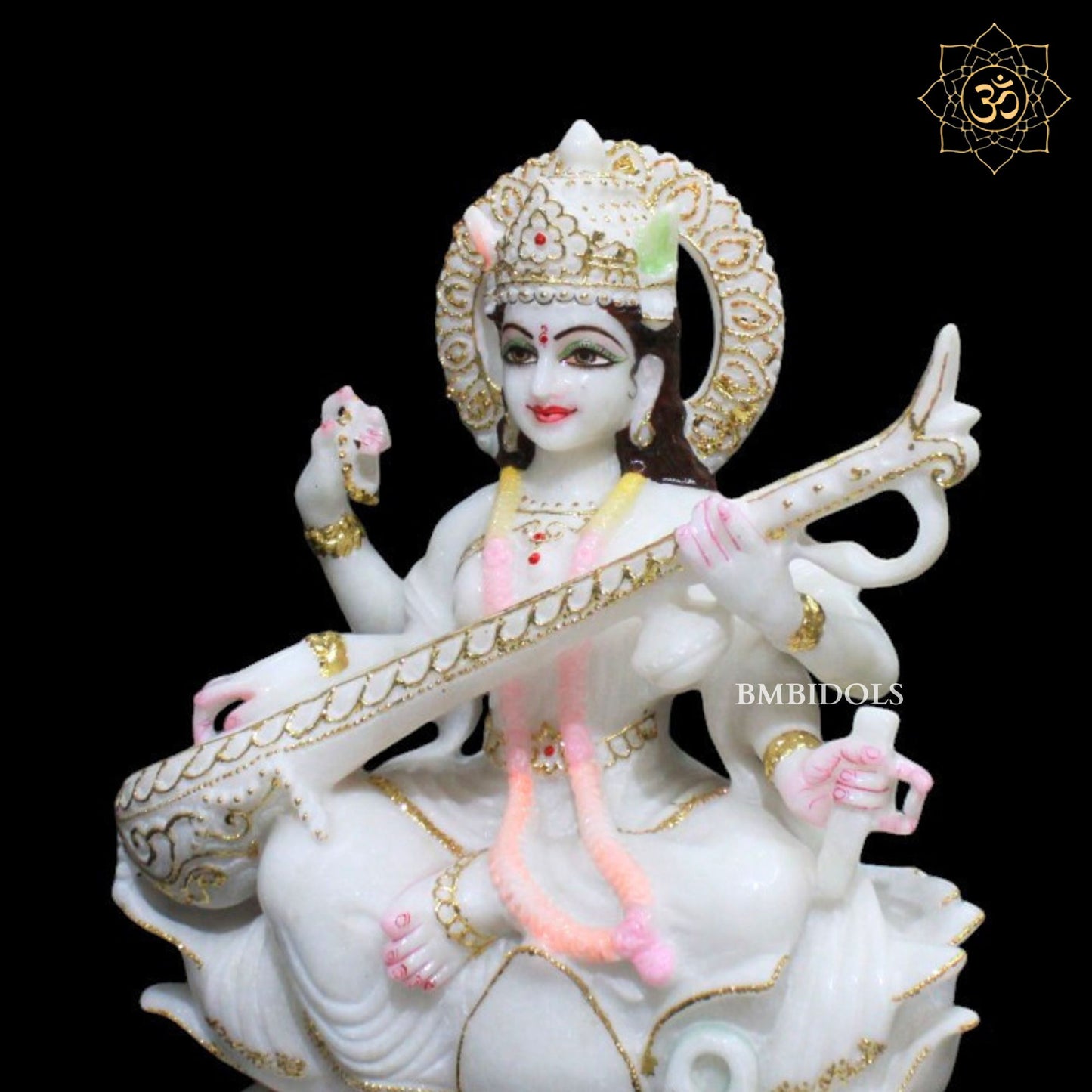 Beautiful Saraswati Maa Murti in Makrana Marble in 15inches