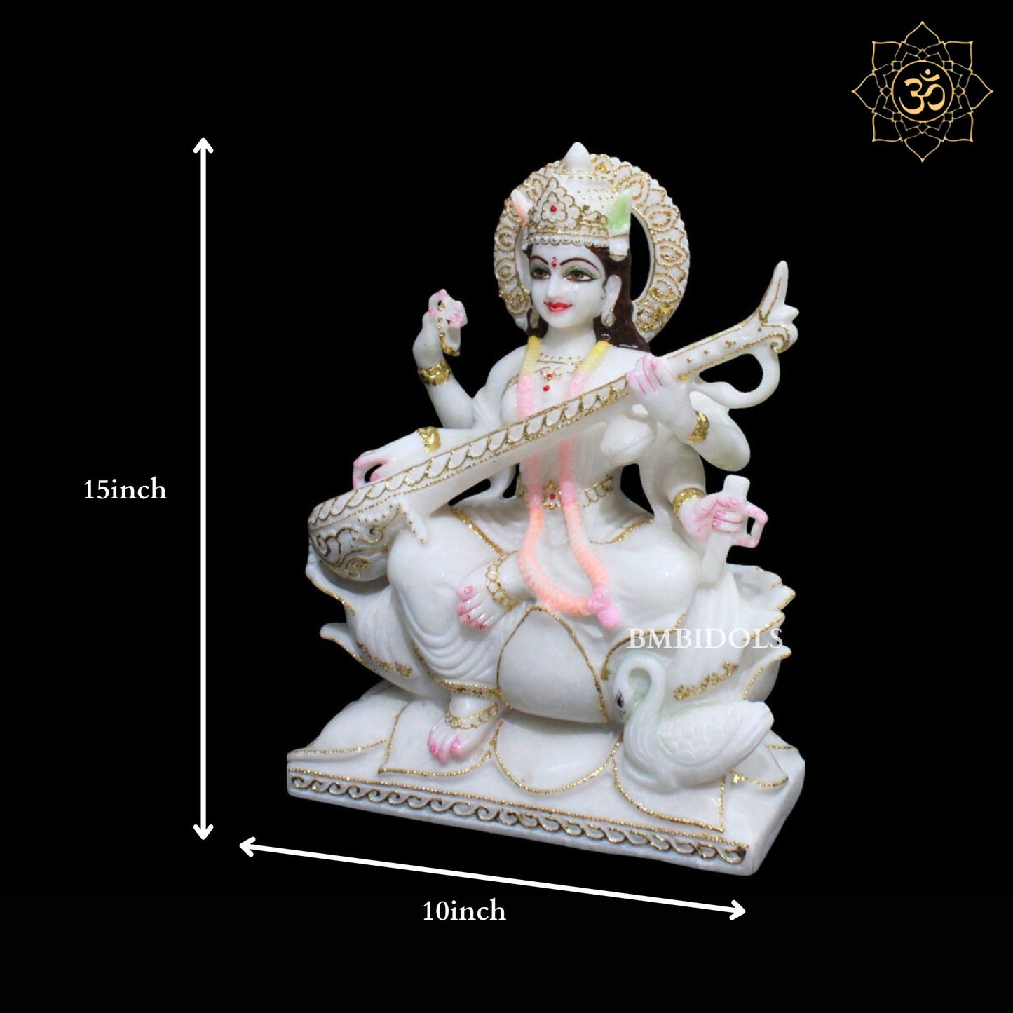 Beautiful Saraswati Maa Murti in Makrana Marble in 15inches