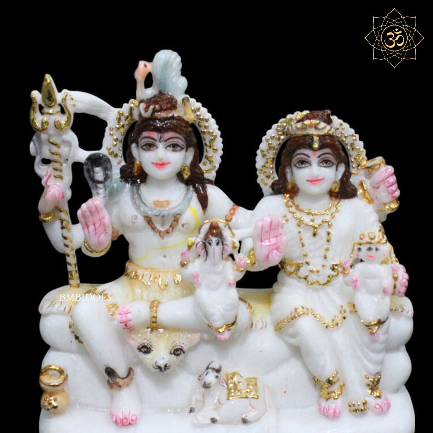 Shiv Parivar Marble Murti for Homes and Temples in 9inches