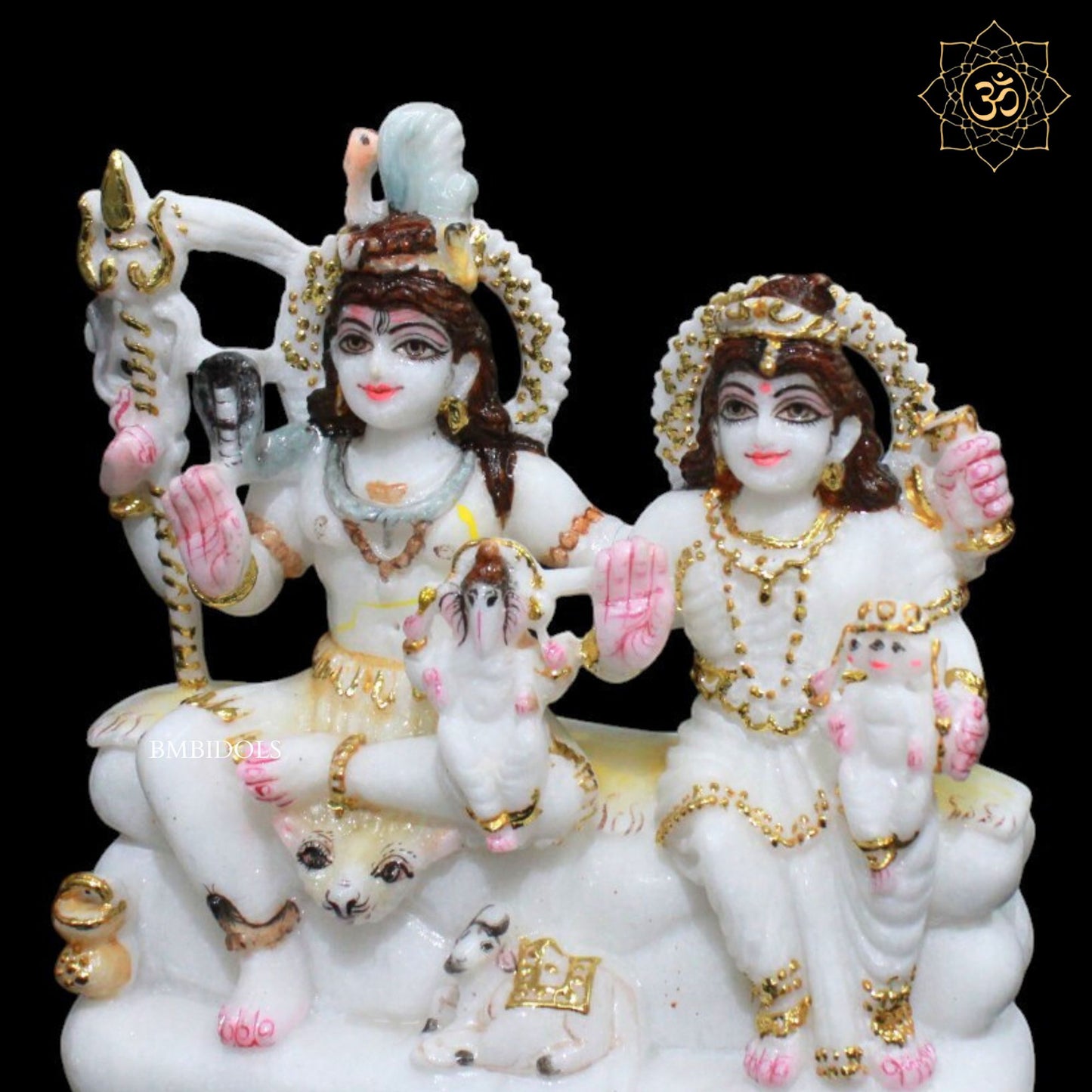 Shiv Parivar Marble Murti for Homes and Temples in 9inches