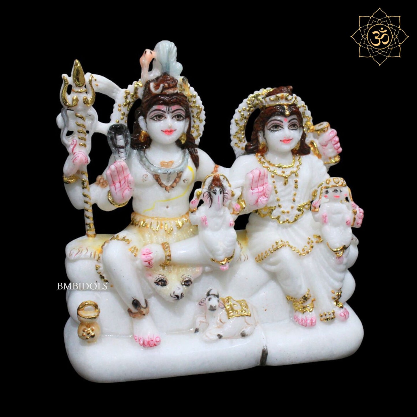 Shiv Parivar Marble Murti for Homes and Temples in 9inches