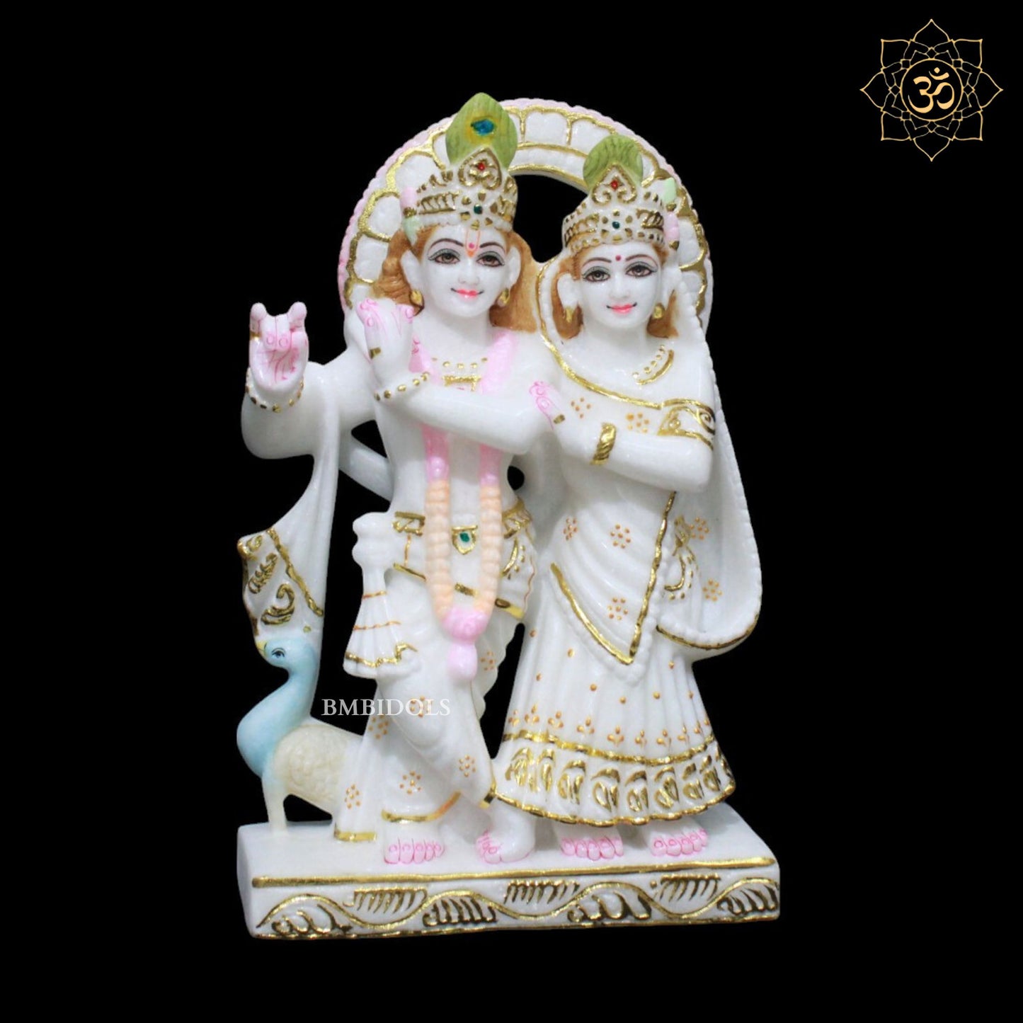 Marble Jugal Radha Krishna Murti for Homes and Temples in 12inches