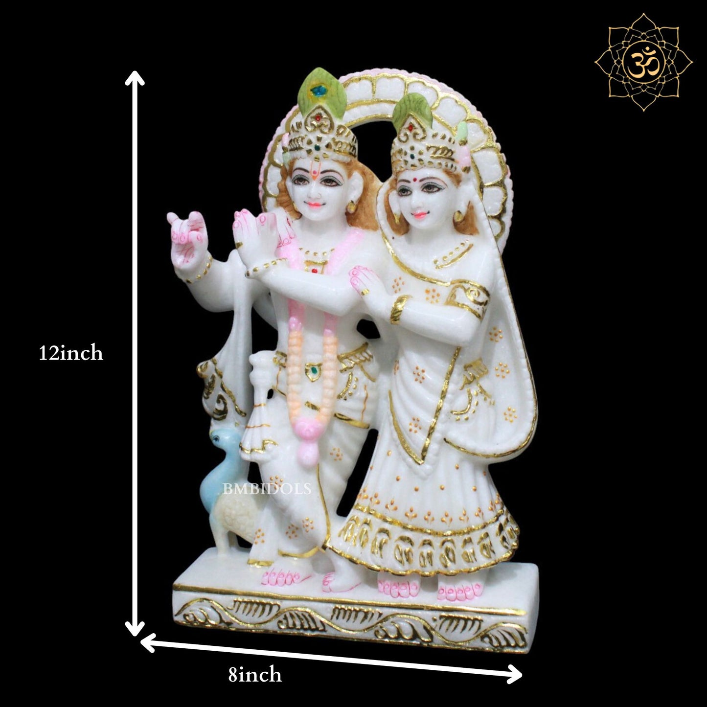 Marble Jugal Radha Krishna Murti for Homes and Temples in 12inches