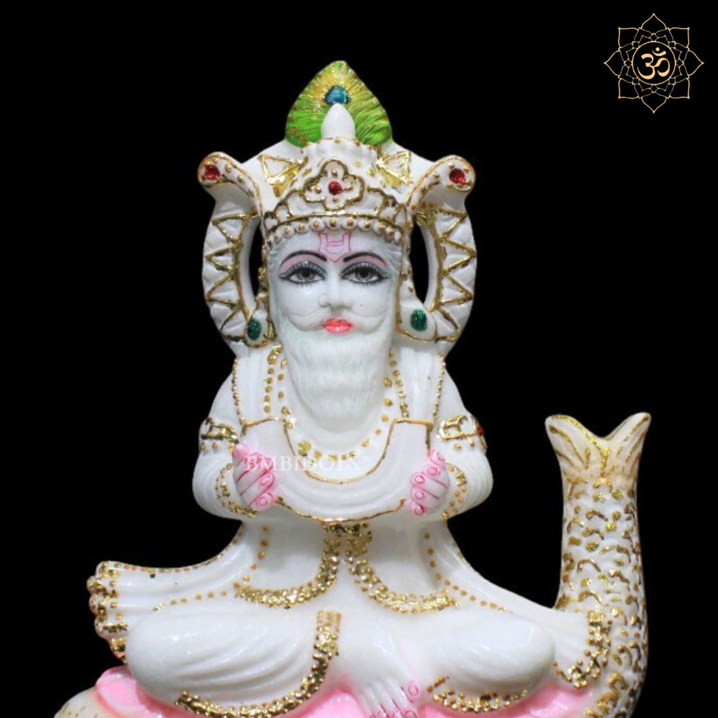 Jhulelal Bhagwan Marble Murti for Homes and Temples in 9inches