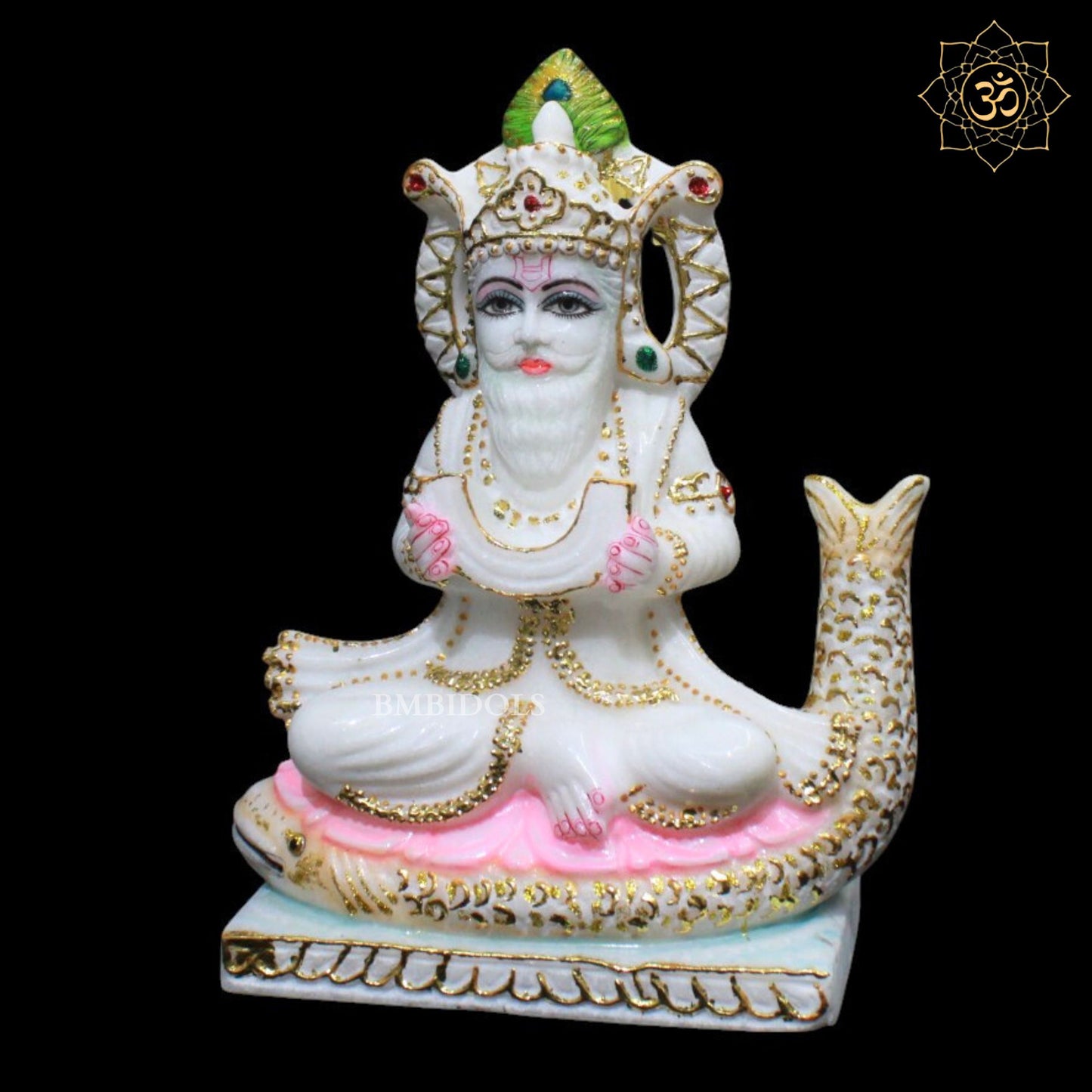 Jhulelal Bhagwan Marble Murti for Homes and Temples in 9inches