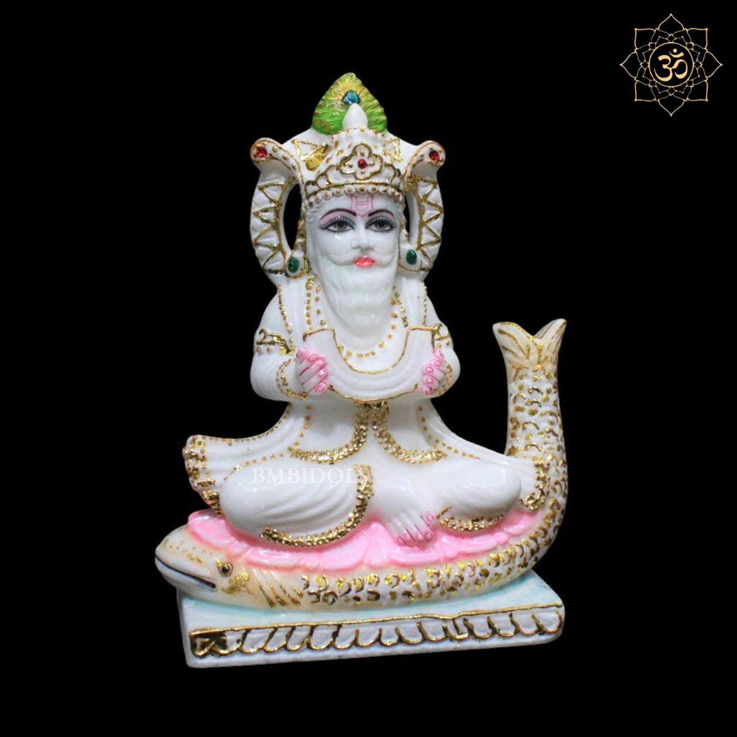 Jhulelal Bhagwan Marble Murti for Homes and Temples in 9inches