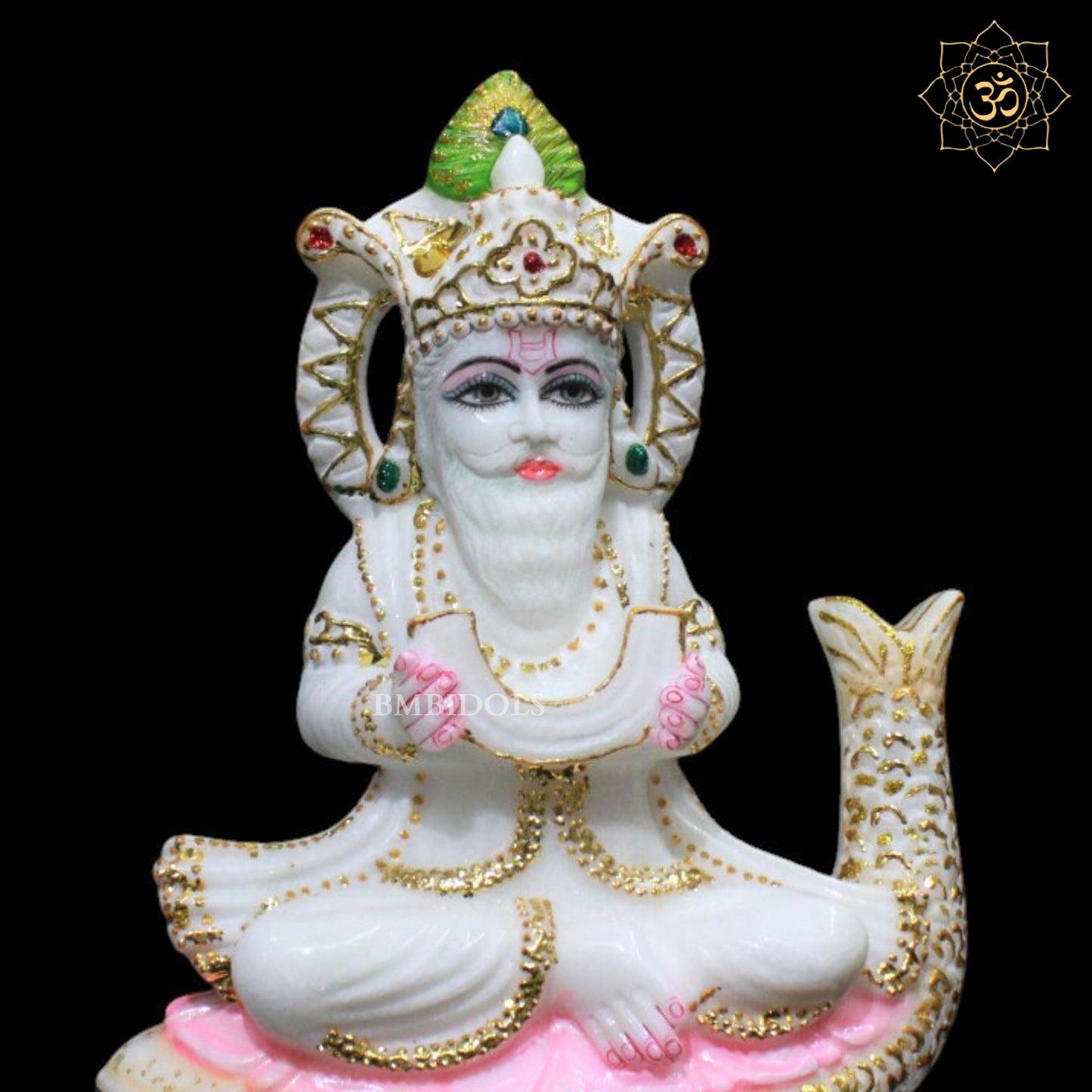 Jhulelal Bhagwan Marble Murti for Homes and Temples in 9inches