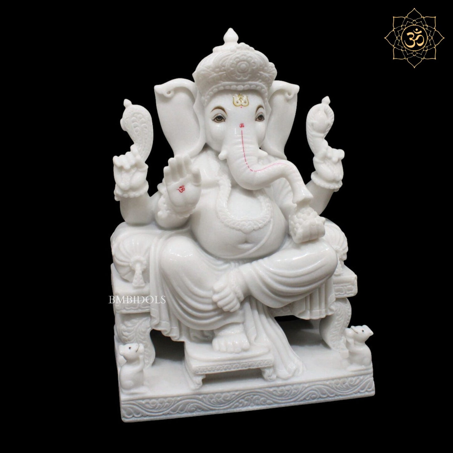 Ganesh Bhagwan Marble Murti in Makrana Marble in 18inches