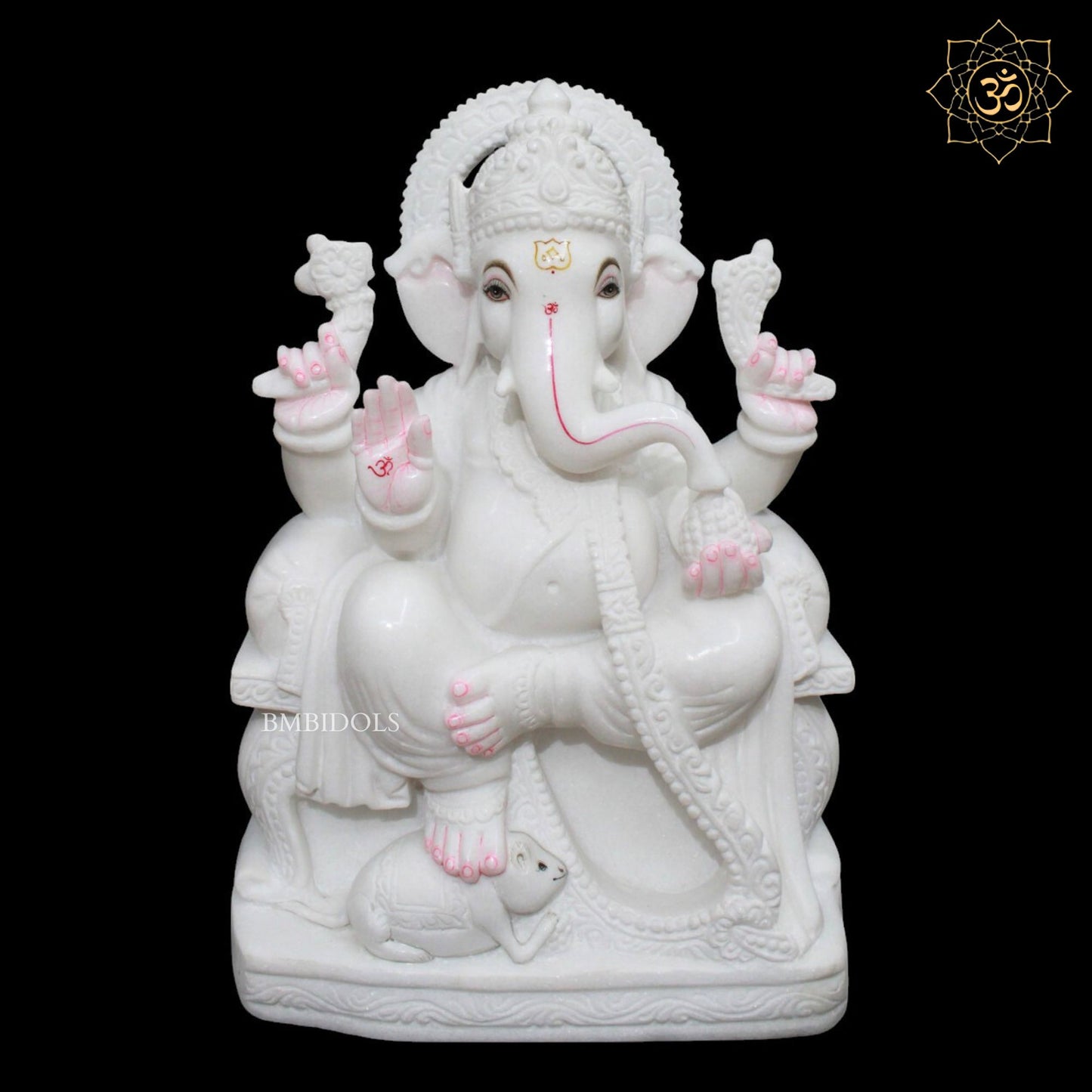 Ganesh Marble Murti in Makrana Marble in 18inches for Homes & Temples
