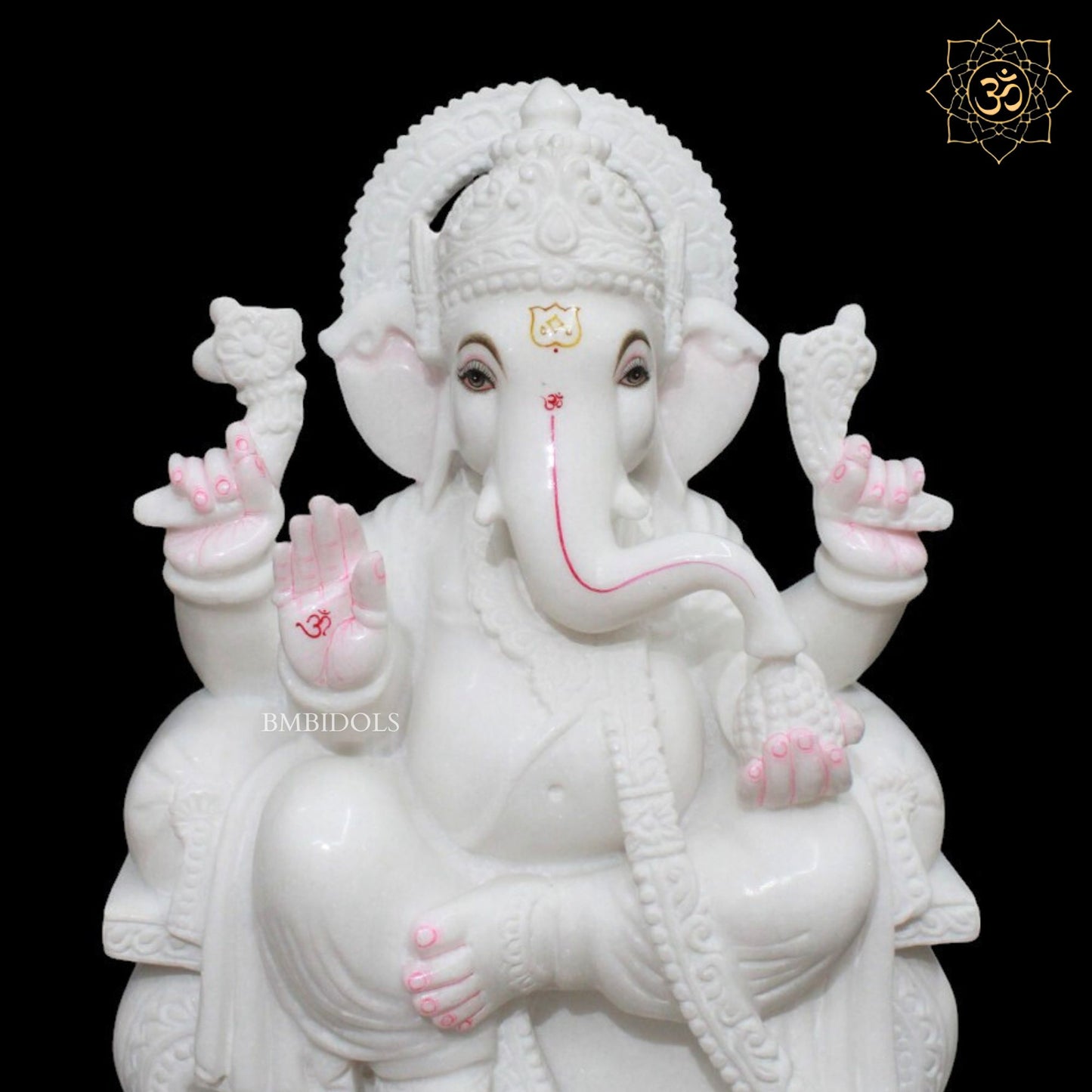 Ganesh Marble Murti in Makrana Marble in 18inches for Homes & Temples