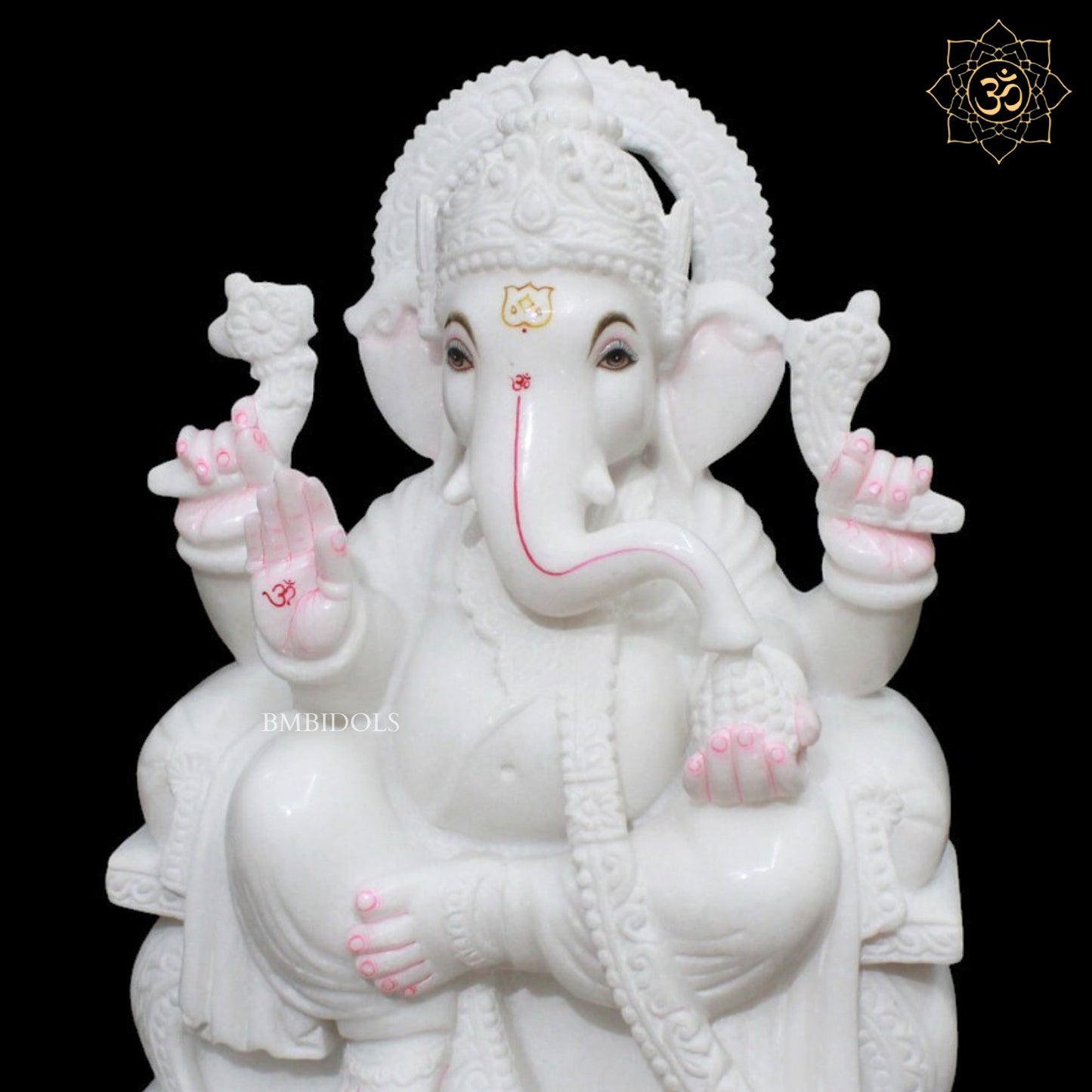 Ganesh Marble Murti in Makrana Marble in 18inches for Homes & Temples