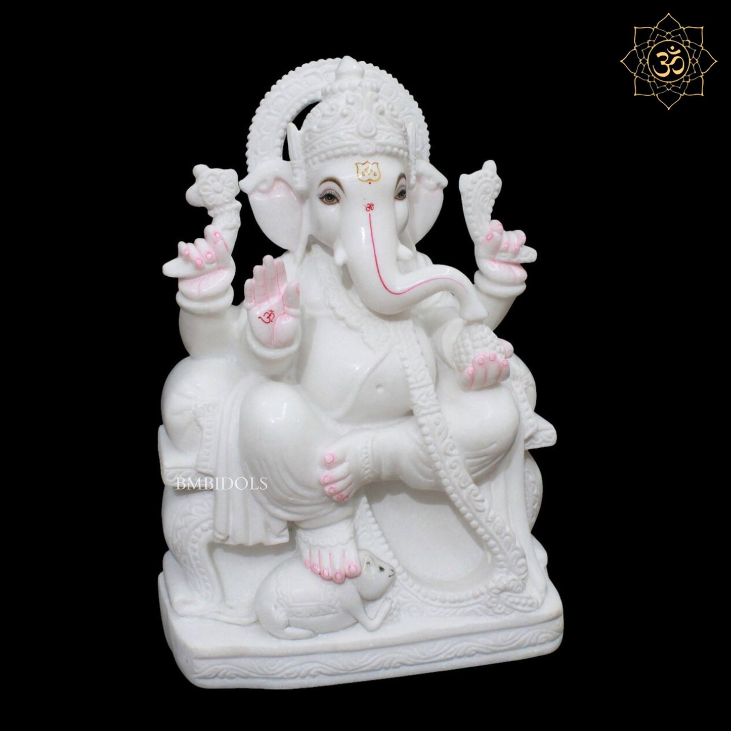 Ganesh Marble Murti in Makrana Marble in 18inches for Homes & Temples