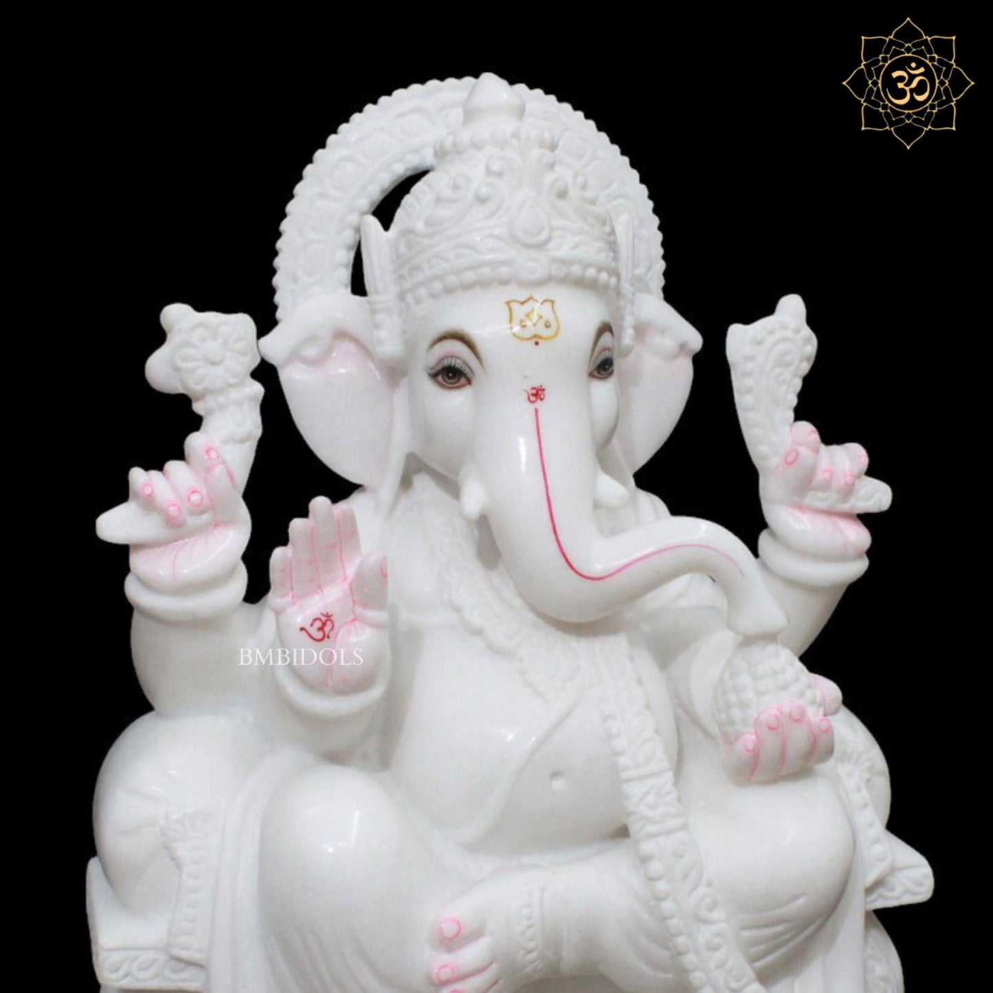 Ganesh Marble Murti in Makrana Marble in 18inches for Homes & Temples