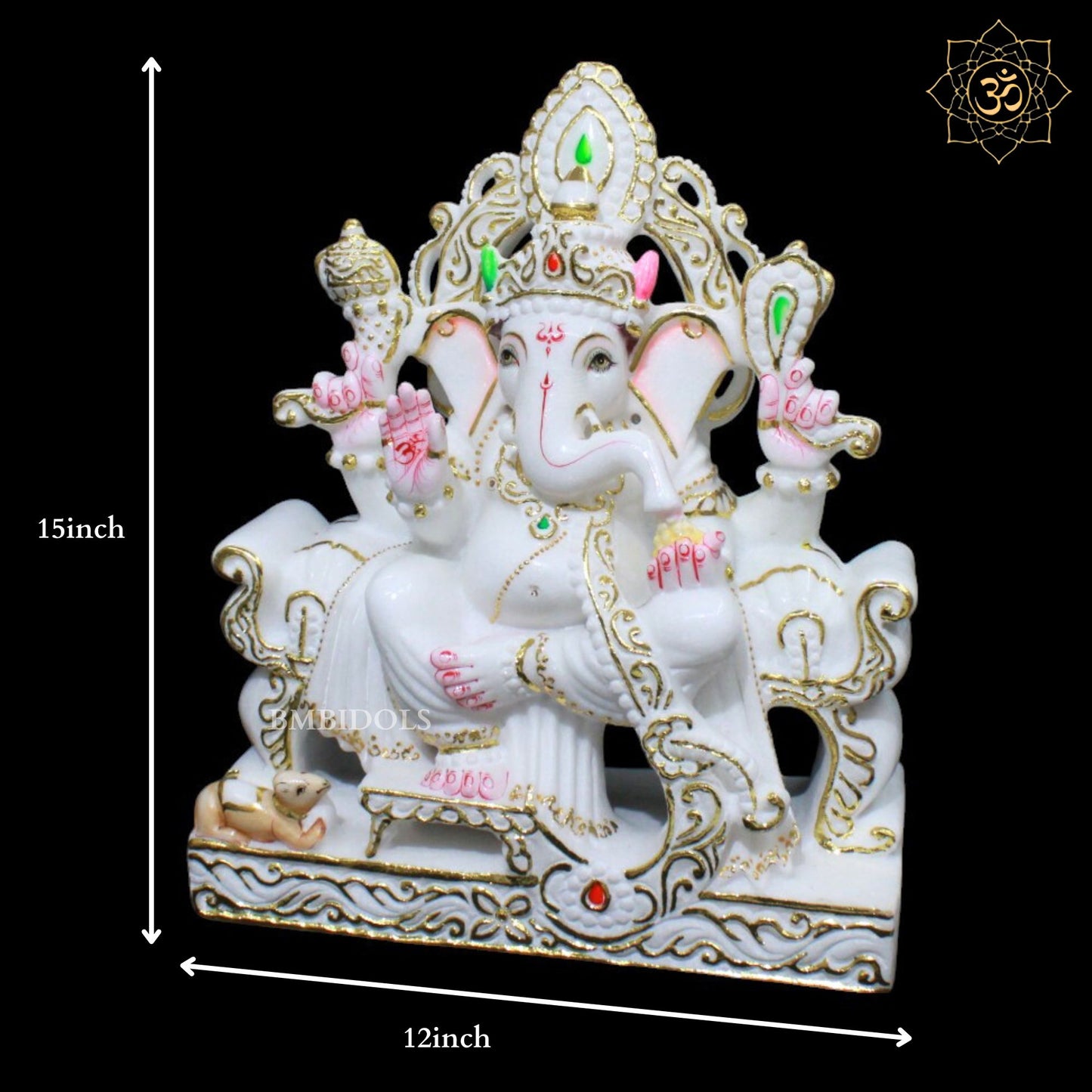 Ganesh Marble Murti for Homes and Temples in 15inches