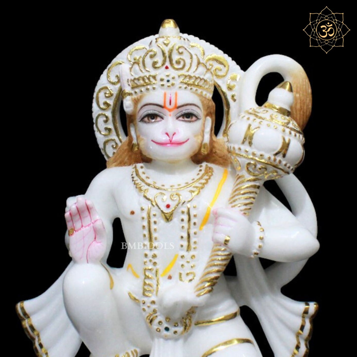 Marble Ashirwad Hanuman Murti for Homes and Temples in 12inches