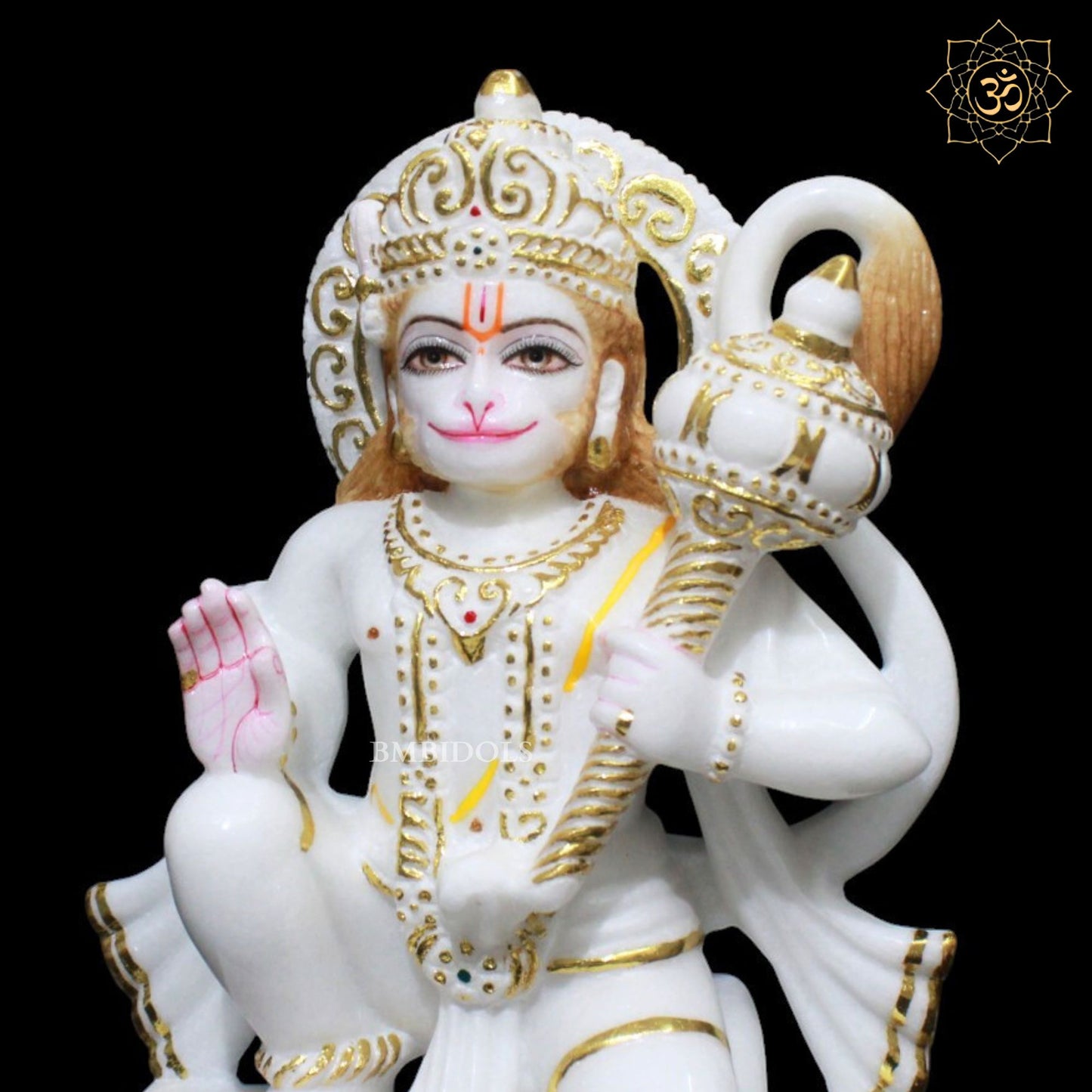 Marble Ashirwad Hanuman Murti for Homes and Temples in 12inches