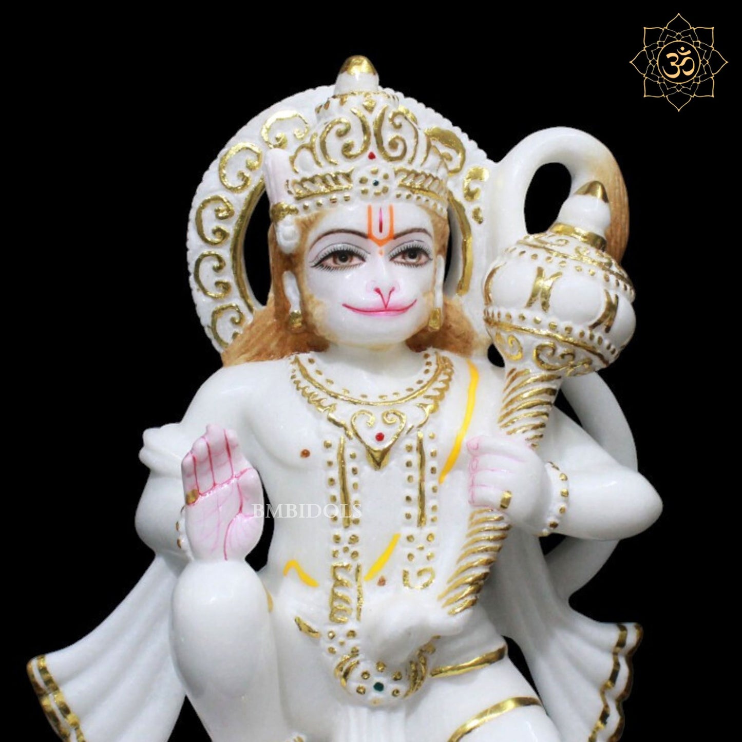 Marble Ashirwad Hanuman Murti for Homes and Temples in 12inches