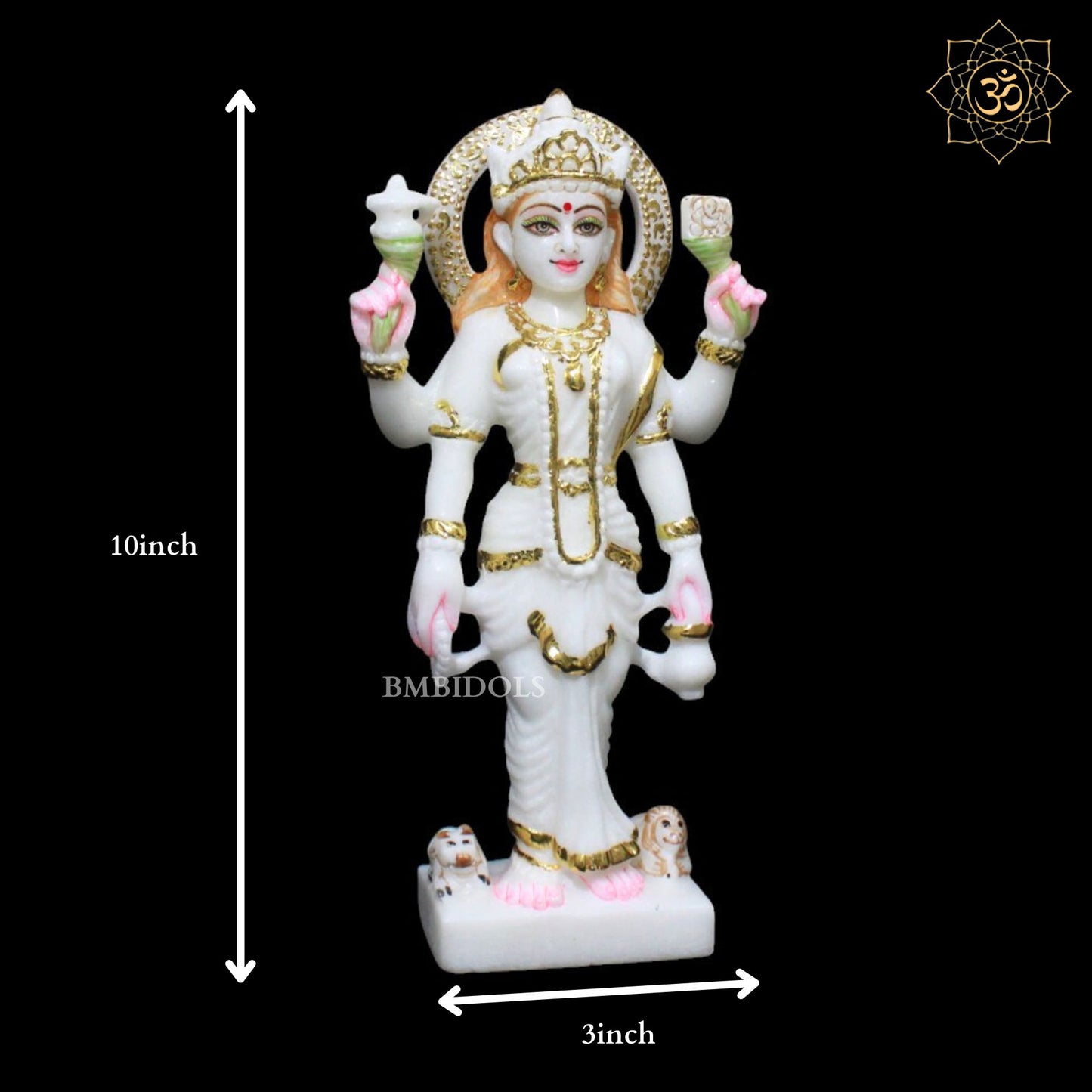 Marble Parvati Maa Murti for Homes and Temples in 12inches Makrana Marble