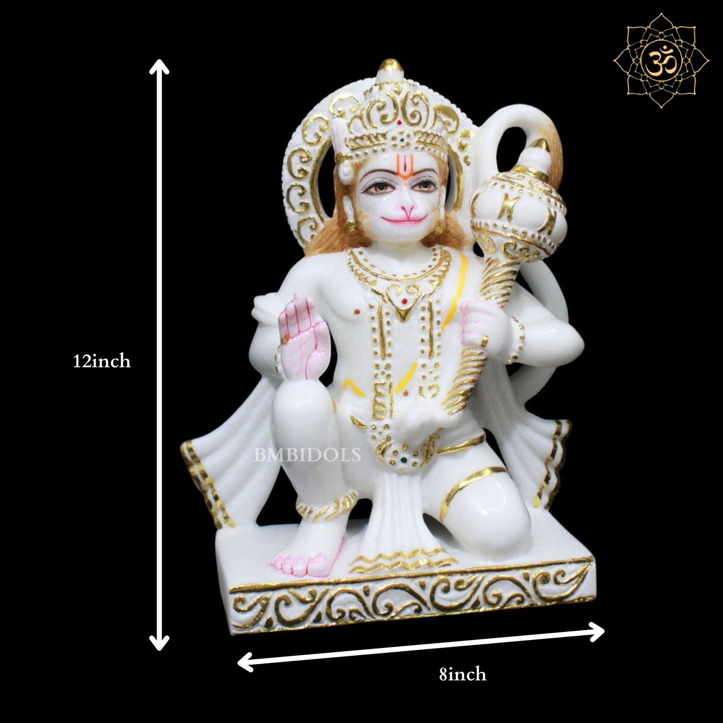 Marble Ashirwad Hanuman Murti for Homes and Temples in 12inches