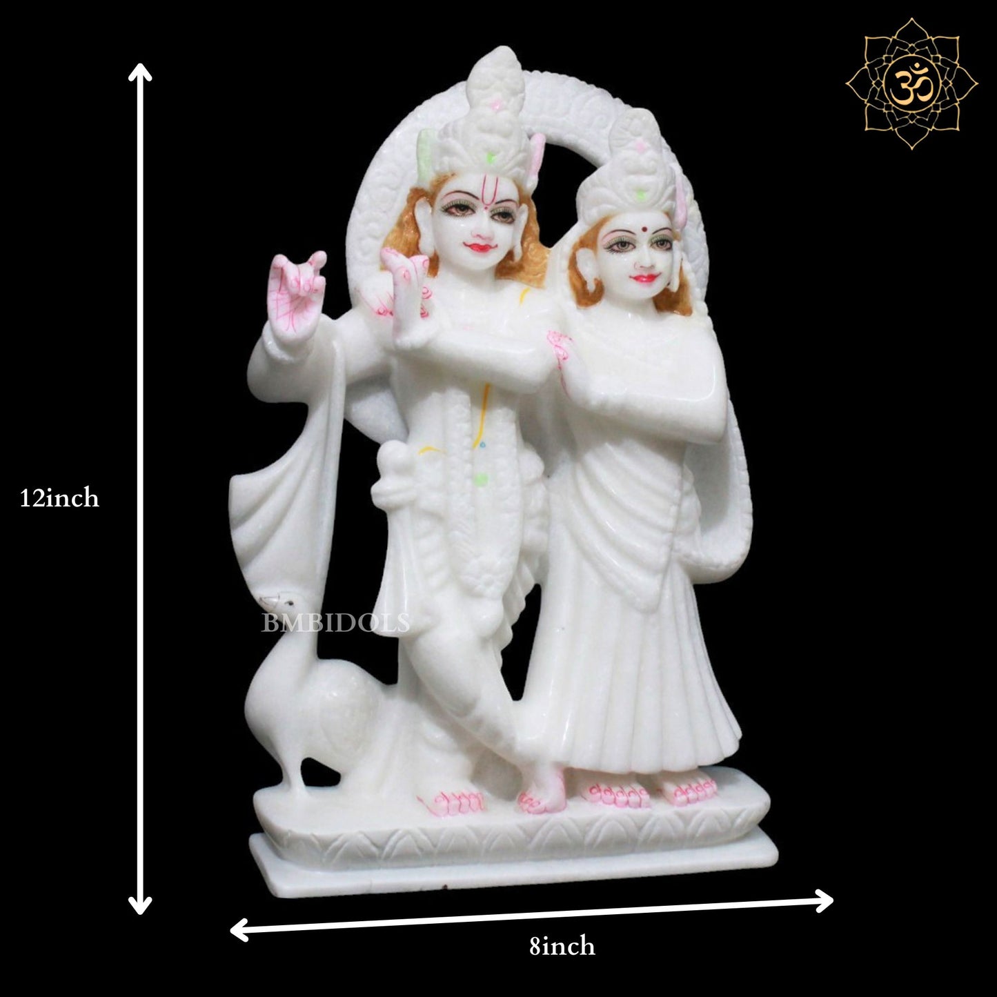 Jugal Radha Krishna Marble Murti in 12inches for Home Mandirs
