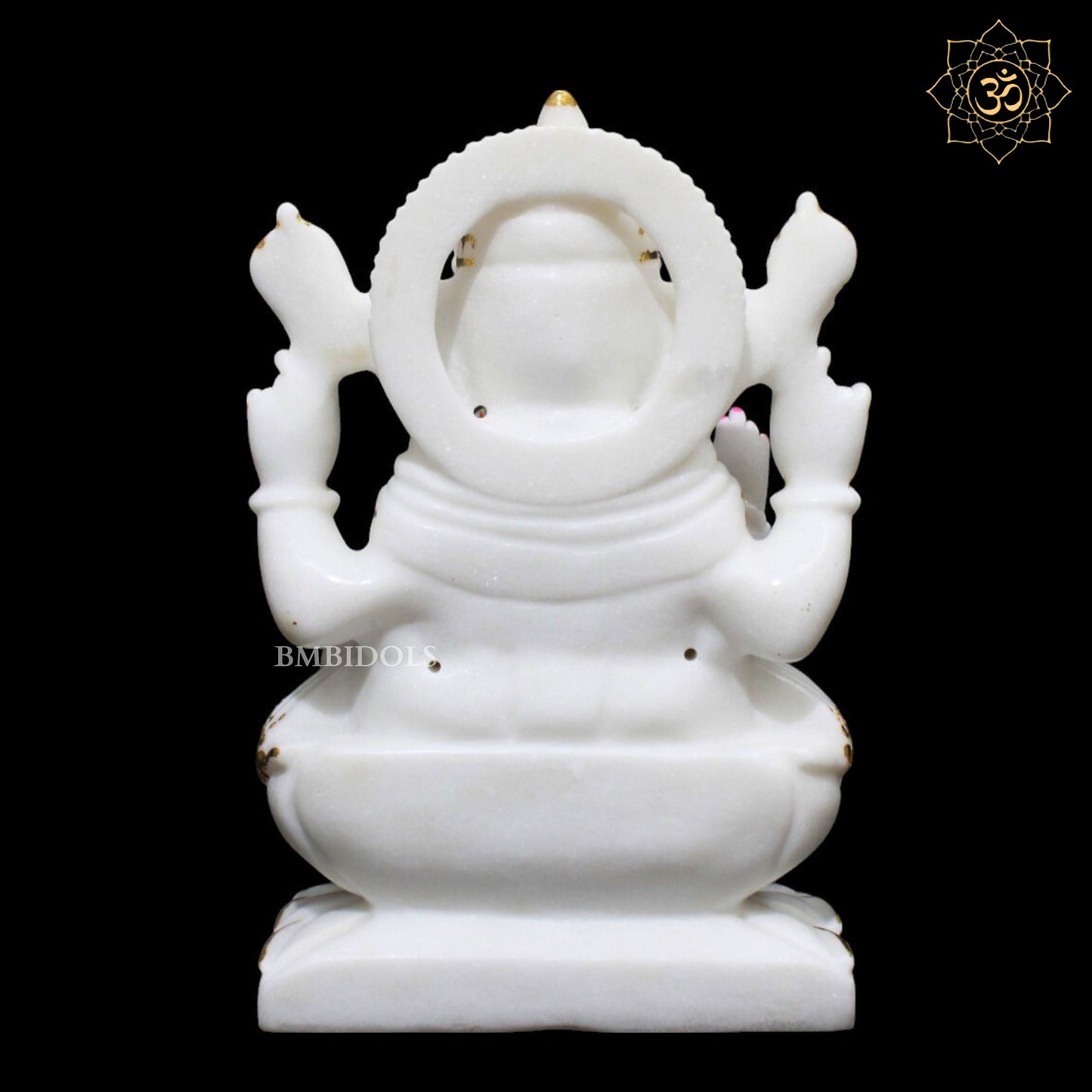 Lotus Marble Ganpati Murti for Home Mandirs in 12inches