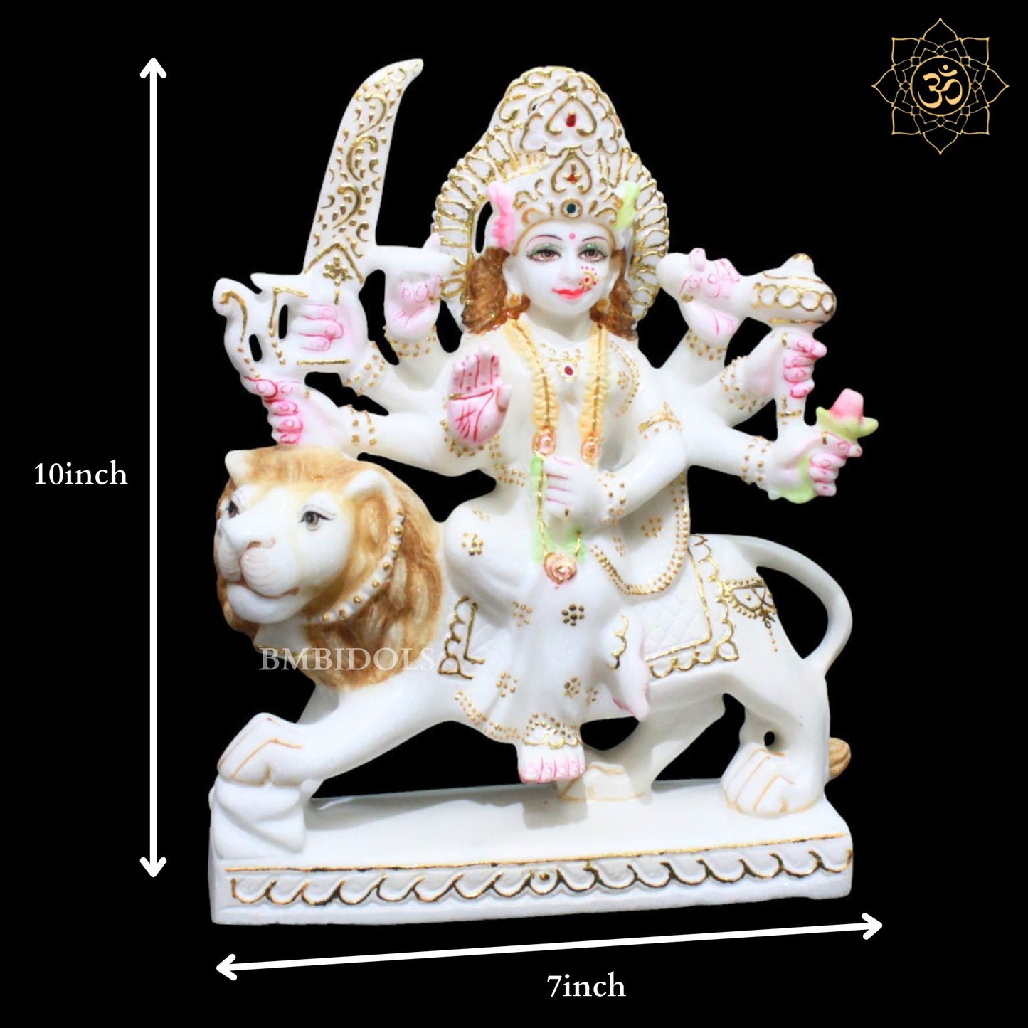 Durga Maa Marble Statue in 10inches in Makrana Marble