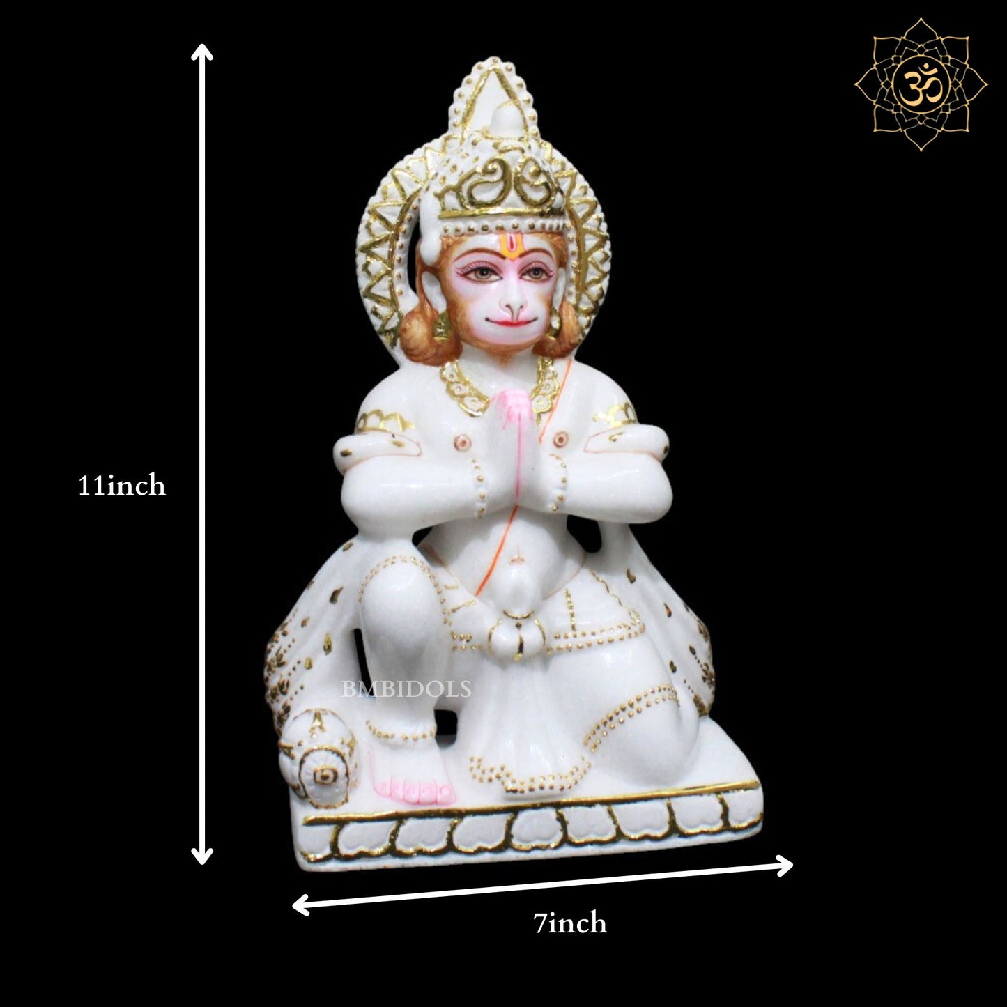 Das Hanuman Marble Murti for Homes and Temples in 12inches