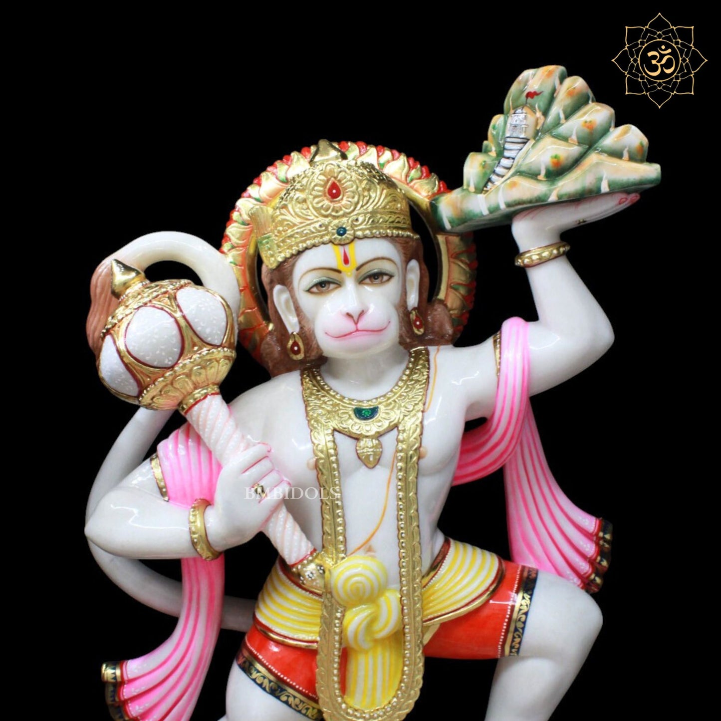 Veer Hanuman Marble Statue for Homes and Temples in 30inch