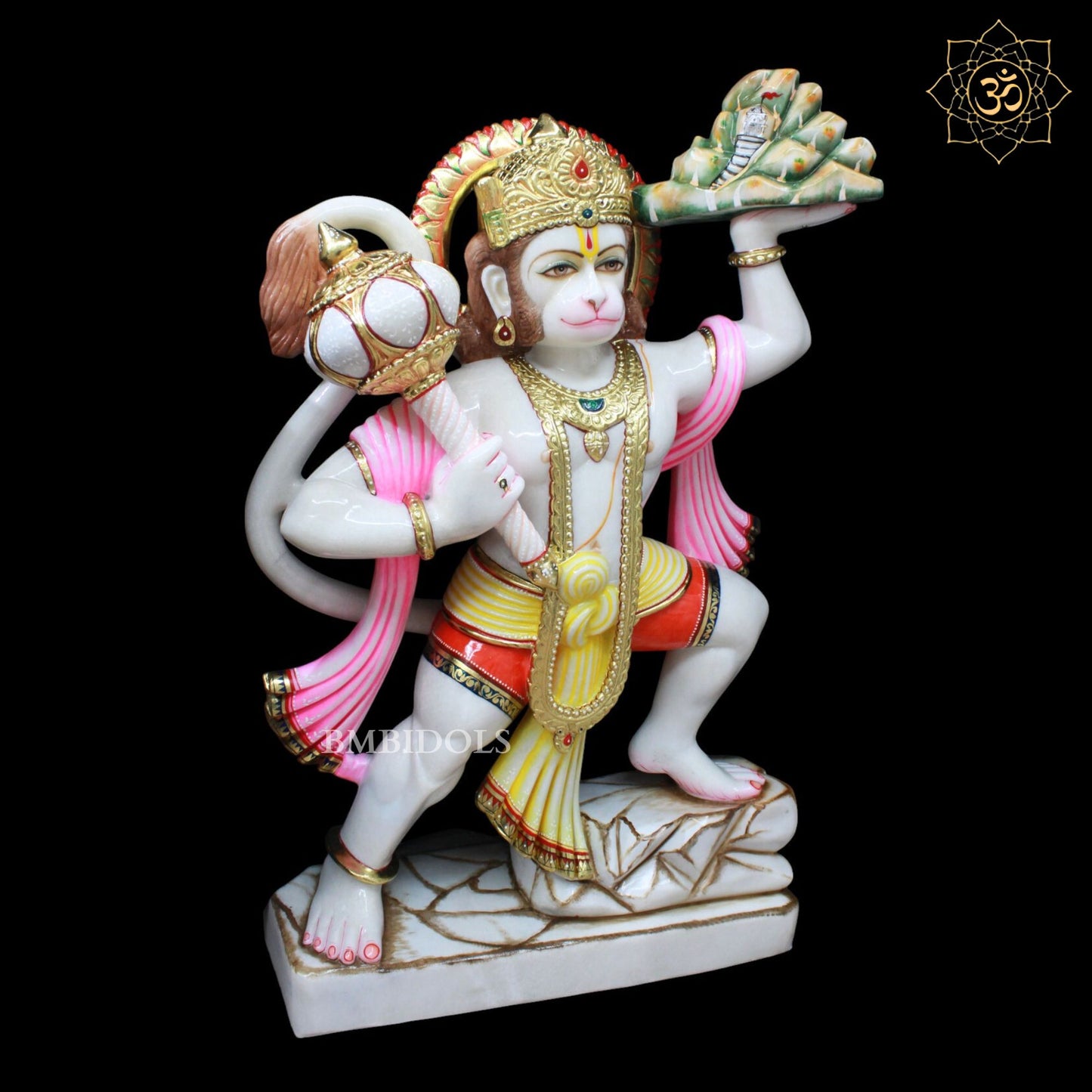 Veer Hanuman Marble Statue for Homes and Temples in 30inch